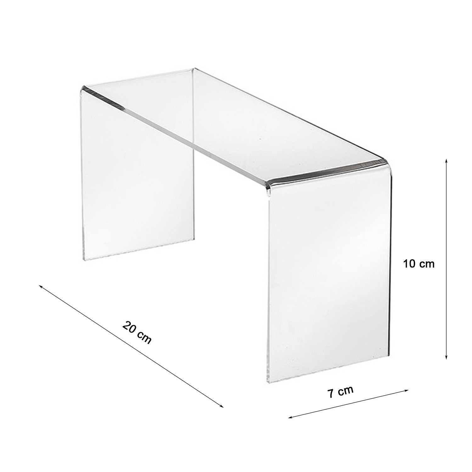 ogoPLUS Organizer Dekobrücke 200 x 70 x 100 mm, 3 mm Acrylglas, Warenträger, Dekoration