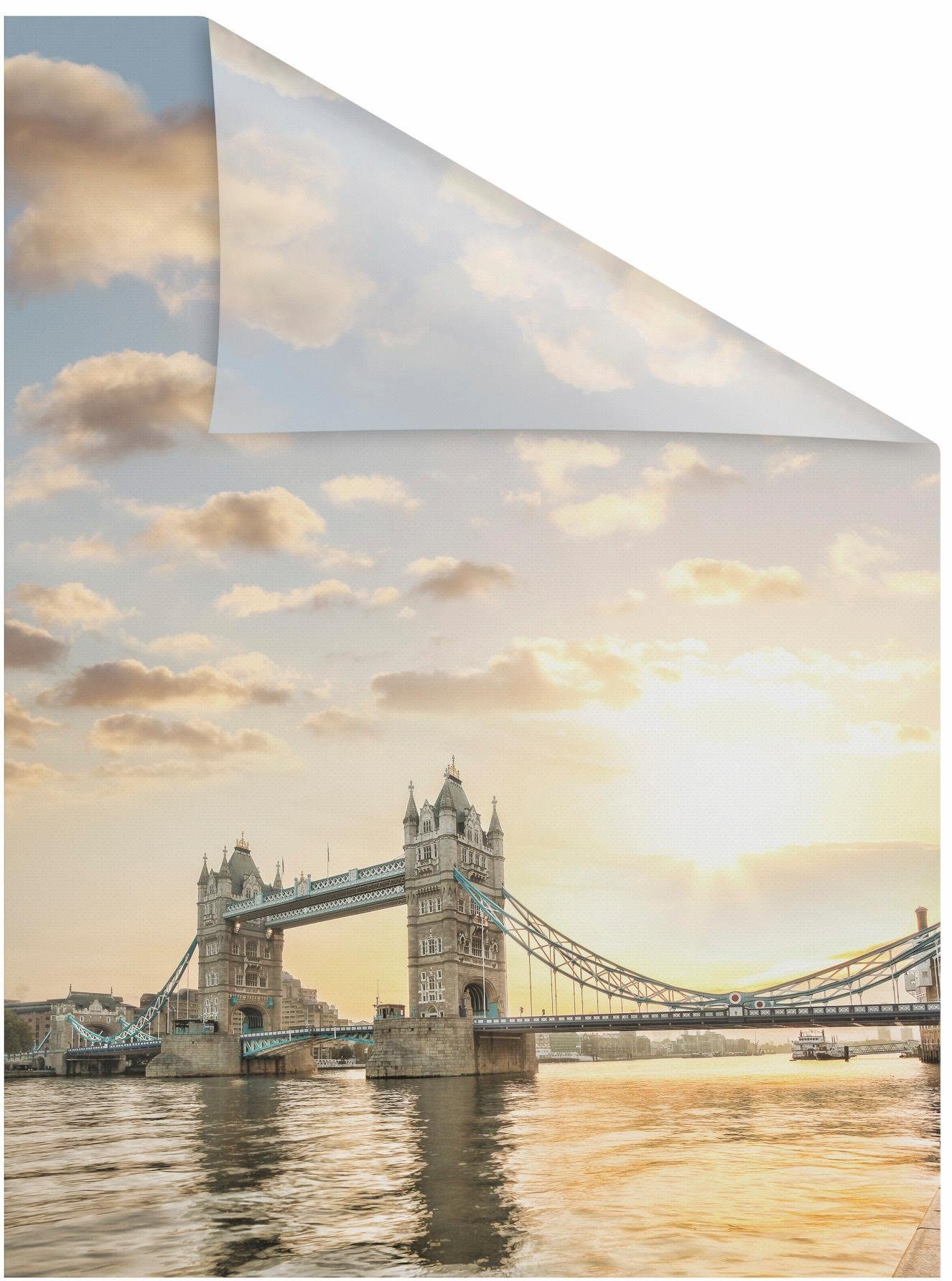 LICHTBLICK Fensterfolie strukturiert, ORIGINAL, blickdicht, Tower Bridge, Sichtschutz selbstklebend,