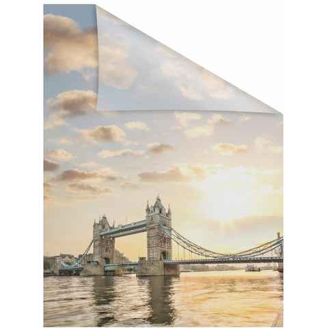 Fensterfolie Tower Bridge, LICHTBLICK ORIGINAL, blickdicht, strukturiert, selbstklebend, Sichtschutz