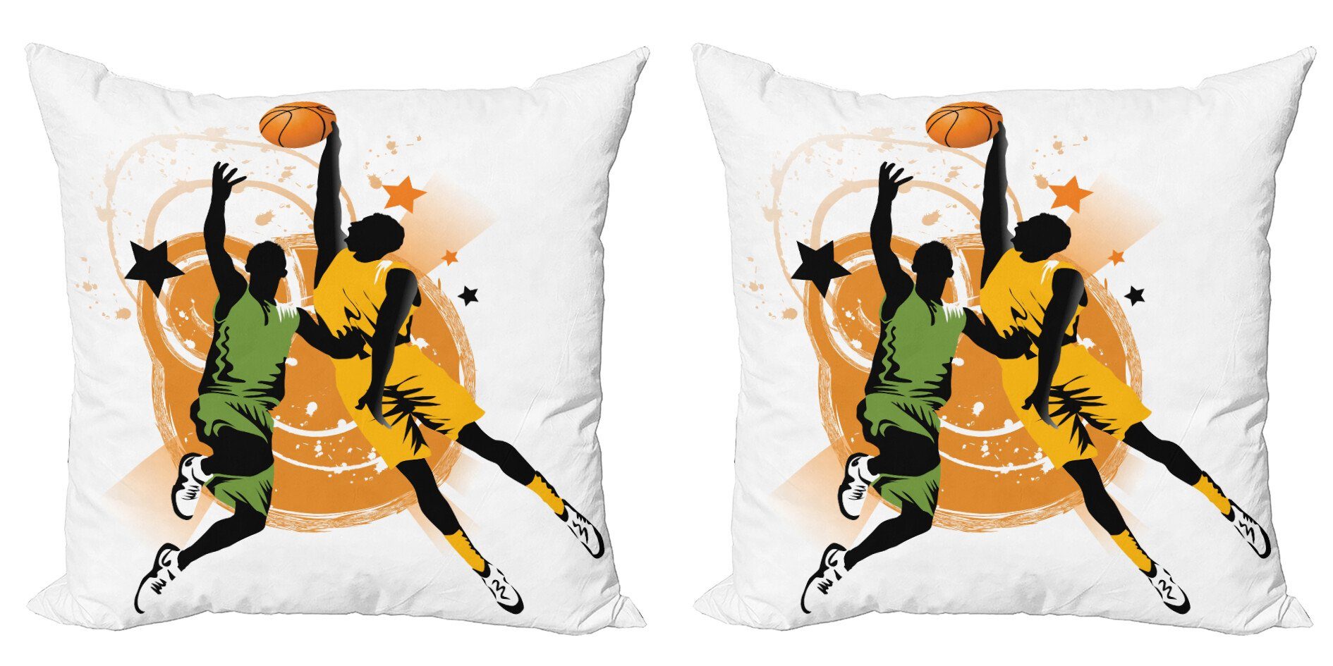Kissenbezüge Modern Accent Doppelseitiger Digitaldruck, Abakuhaus (2 Stück), Karikatur Basketball-Spieler-Kunst | Kissenbezüge