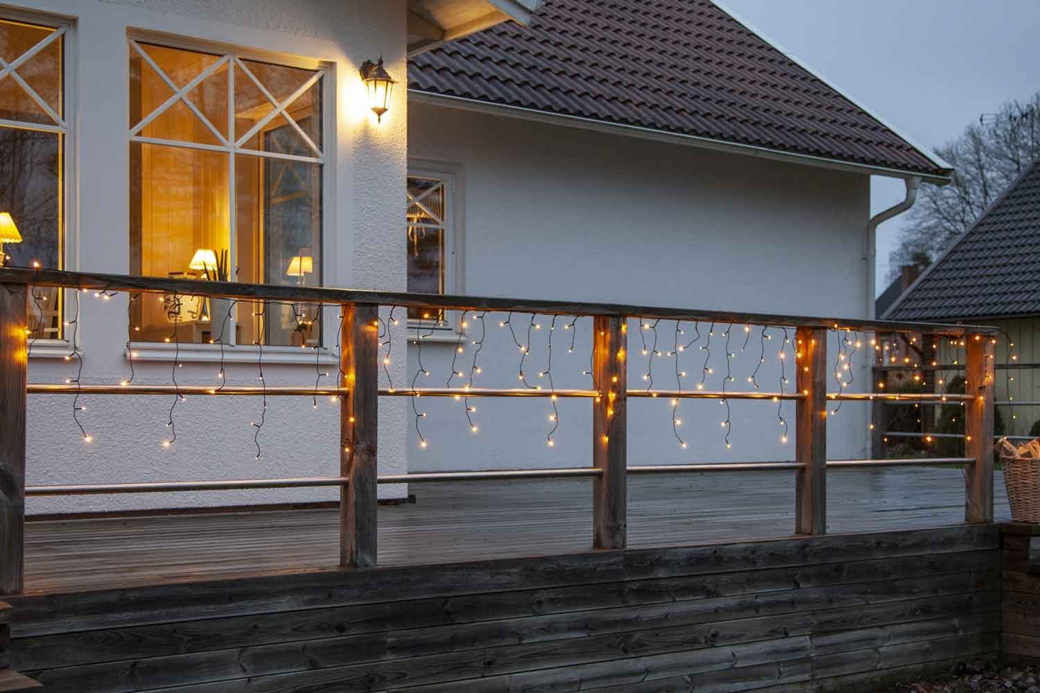 STAR TRADING LED-Lichterkette Golden Warm White, Eisregen 11,9m 480 LED  golden-warmweiß für Dachrinnen Outdoor