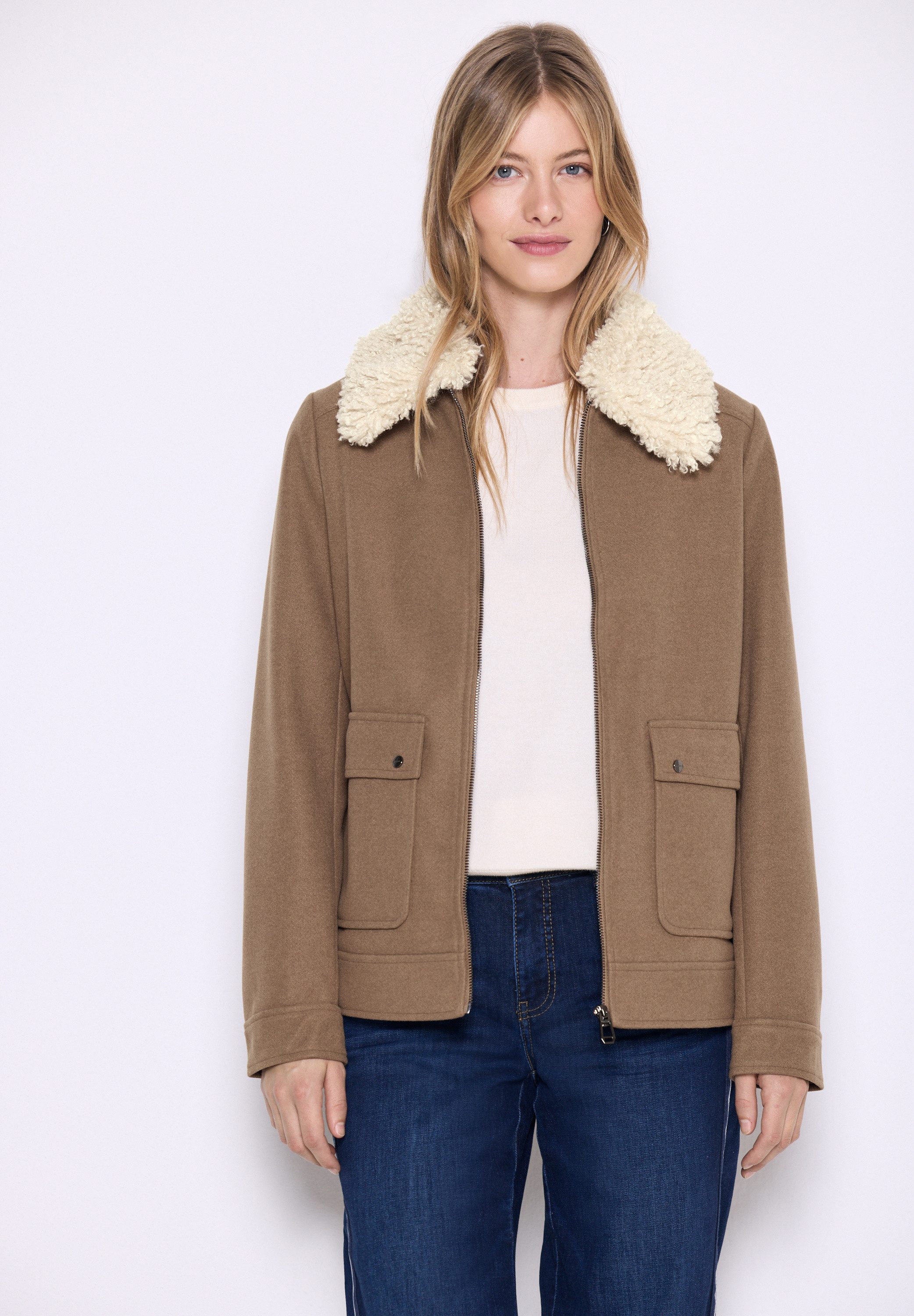 STREET ONE STUDIO Fellimitatjacke mit Kragen günstig online kaufen