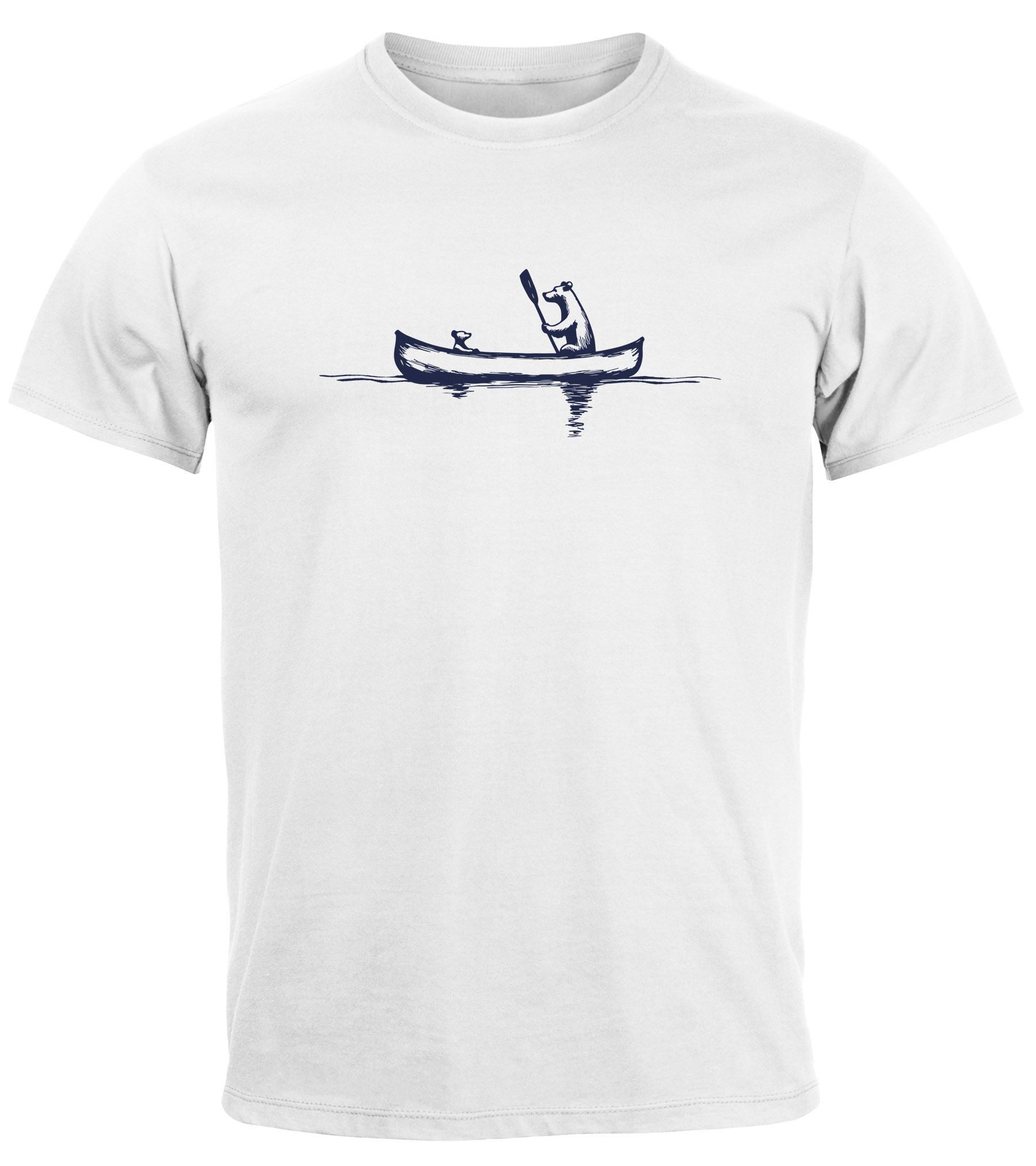 Neverless Print-Shirt Herren T-Shirt Bär Familie Kanu Outdoor Fashion Stree günstig online kaufen