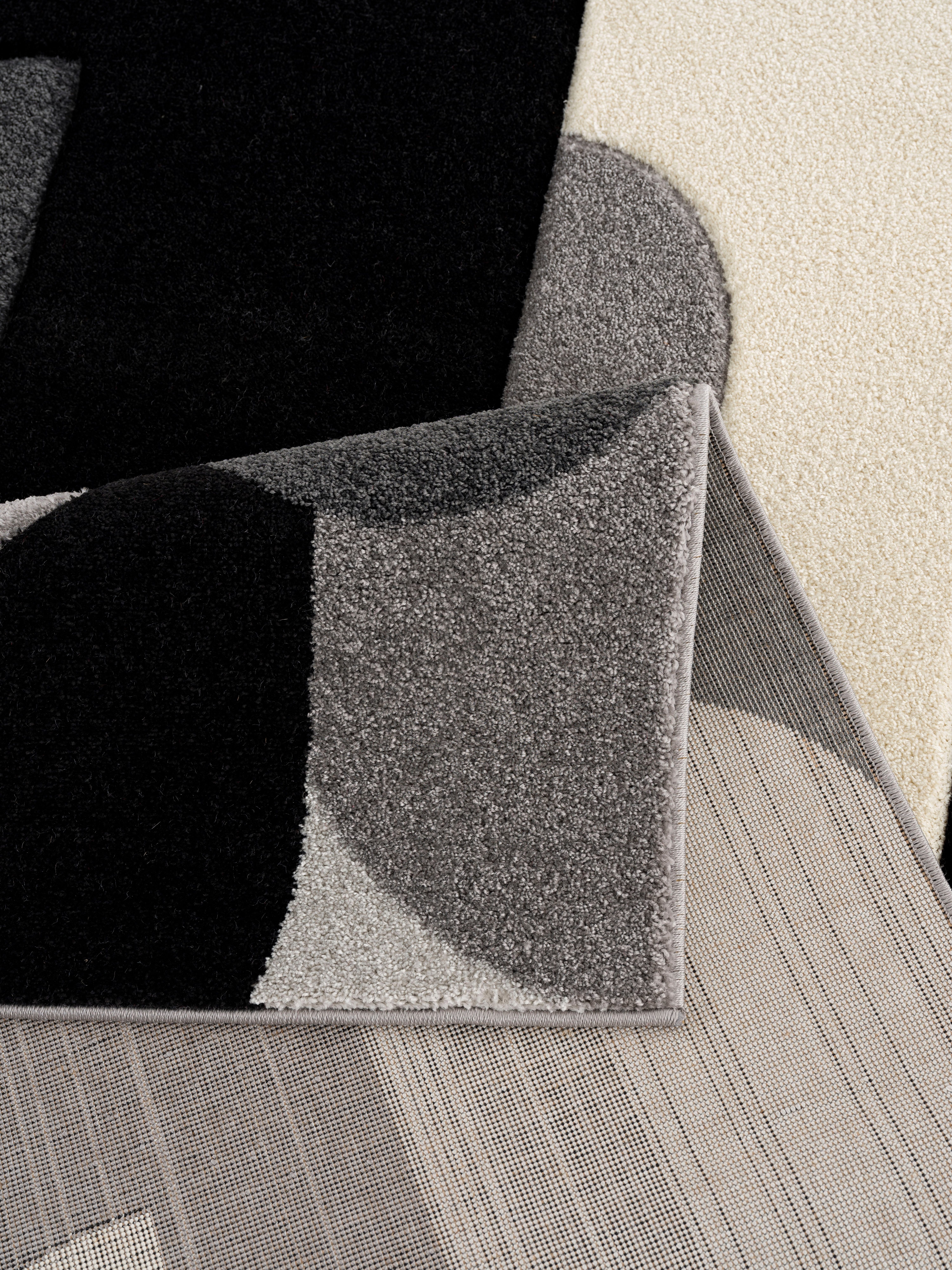 Teppich Pautz, 14 my handgearbeiteter mm, Höhe: Hoch-Tief-Effekt, Konturenschnitt, grau wende-Teppich home, rechteckig