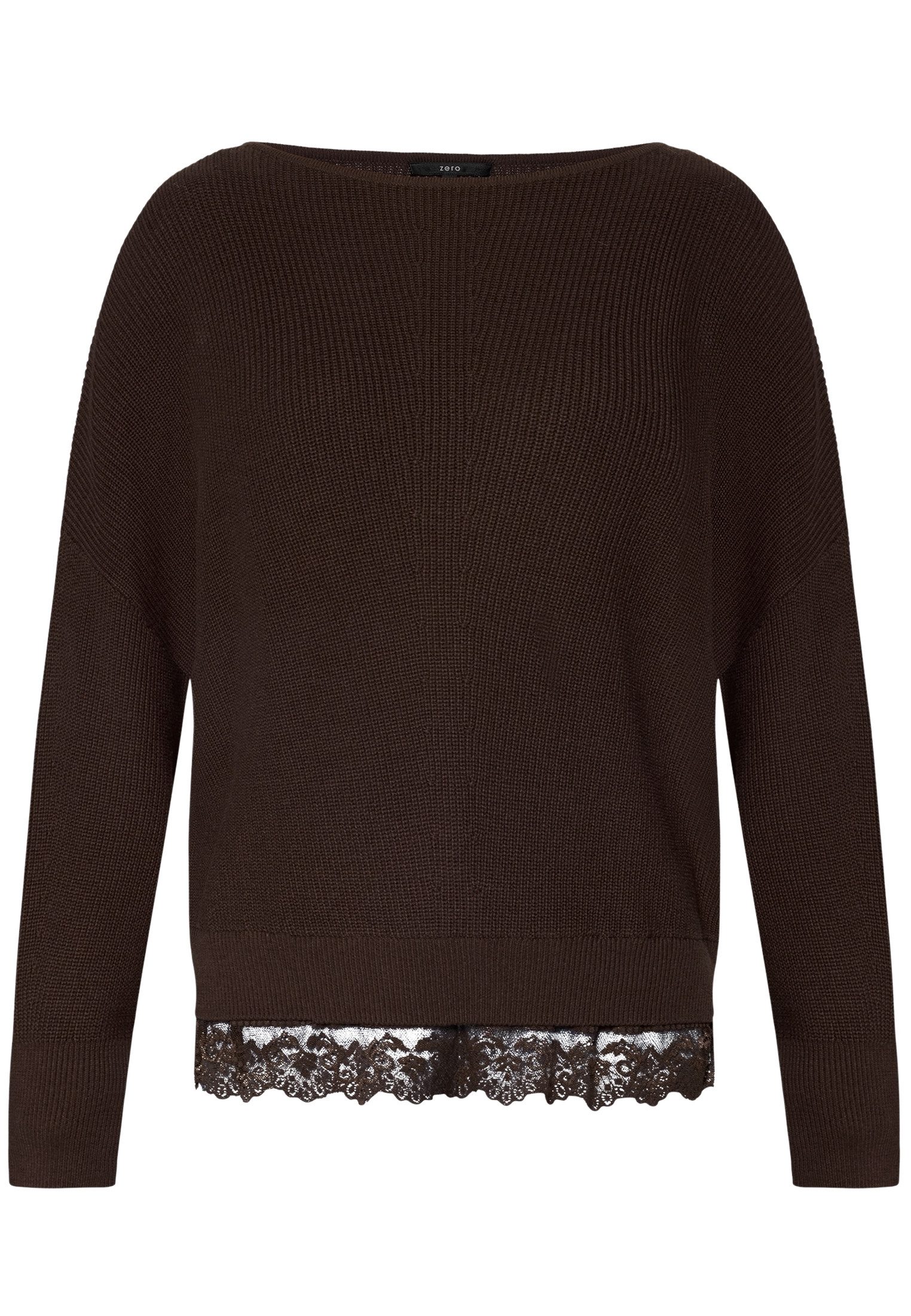 Zero Strickpullover Damen mit Spitzenkante (1-tlg) Struktur