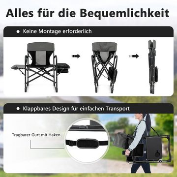 COSTWAY Campingstuhl Faltstuhl, mit Tisch & Kühltasche