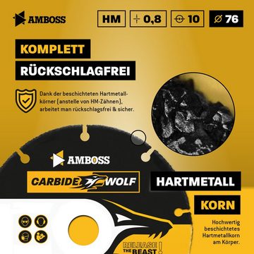 Amboss Werkzeuge Kreissägeblatt Amboss Carbide Wolf HM Trennscheibe - 76 x 0.8 x, 10 mm (Bohrung) 0.8 mm (Dicke)