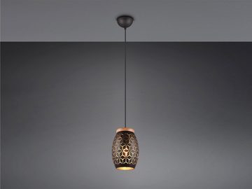 meineWunschleuchte LED Pendelleuchte, LED wechselbar, warmweiß, Esstisch-lampe klein einflammig mit Holz über Kücheninsel Golden Ø15cm