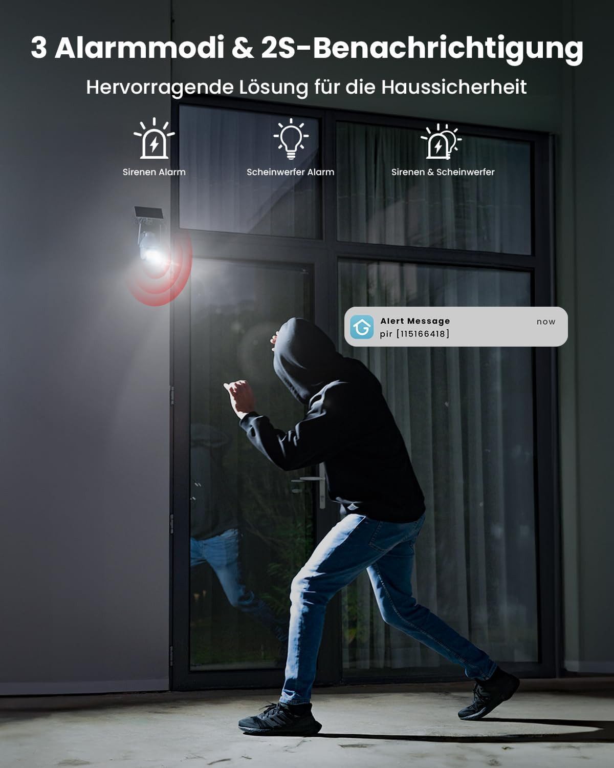 Topcony Überwachungskamera Überwachungskamera Aussen Akku 2K Kamera Überwachung Aussen Solar (Aussen, Außenbereich, Outdoor, 360° WLAN Kamera Outdoor Kabellose  – Bild 5 von 5