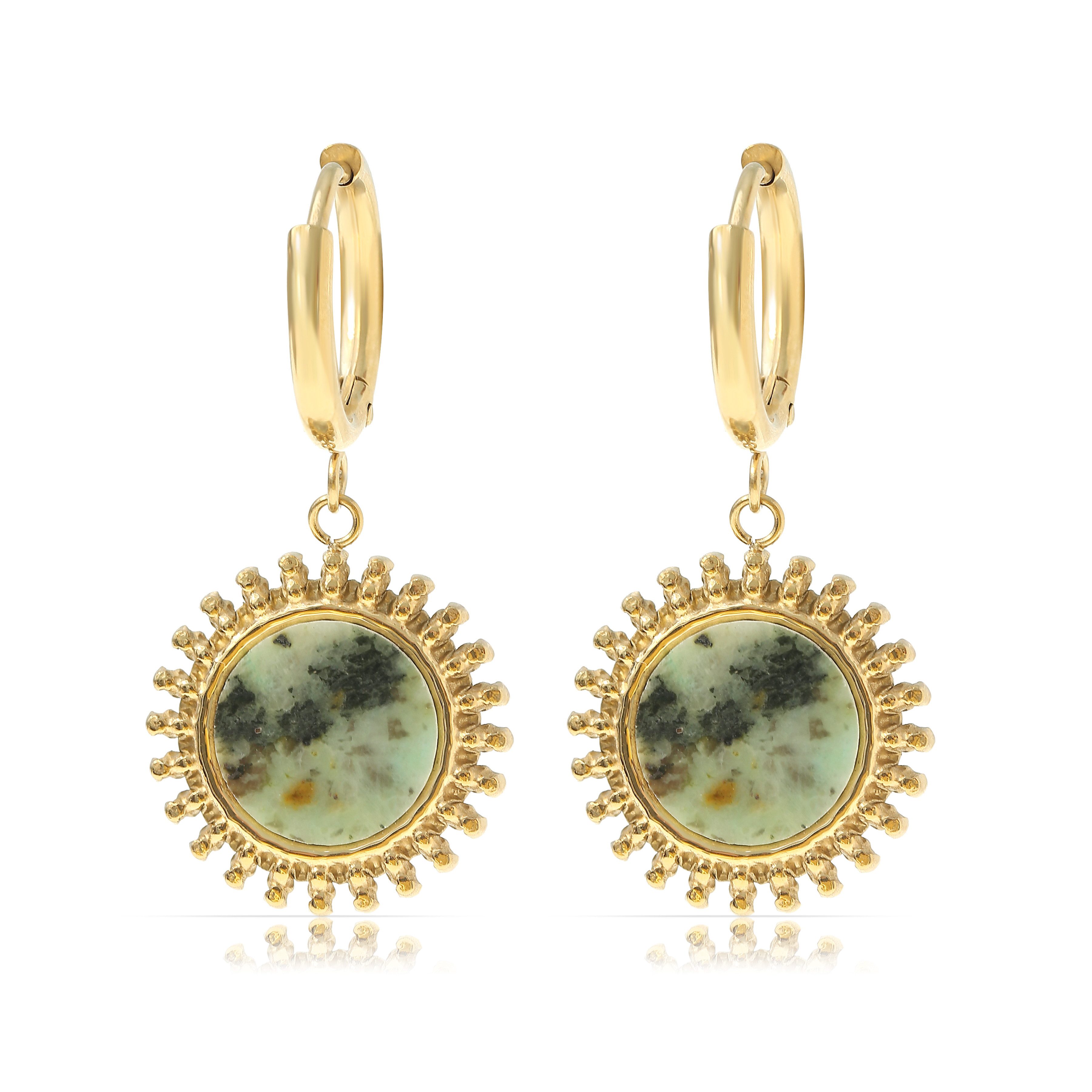 Made by Nami Paar Ohrhänger Hängende Creolen Gold mit Edelstein Anhänger Bo günstig online kaufen