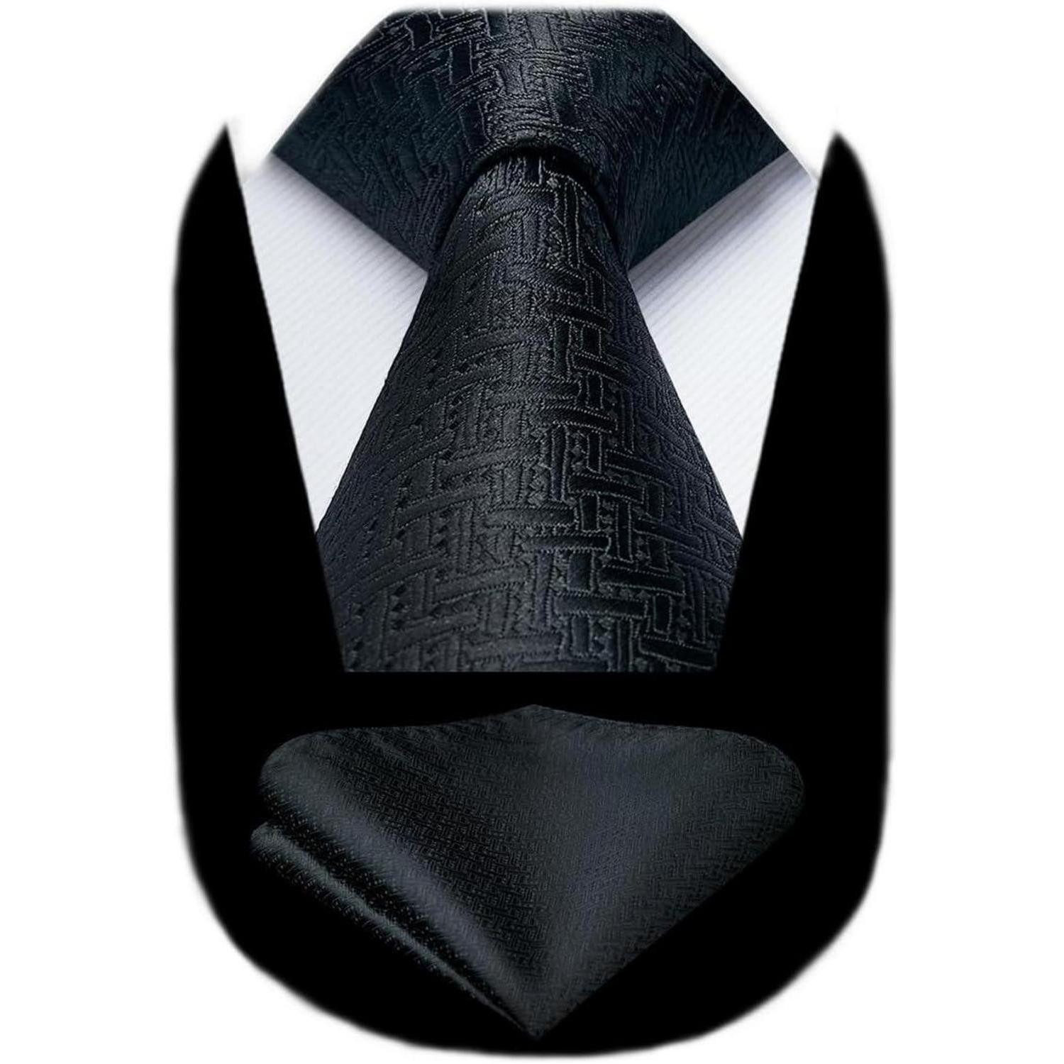 LuxusKollektion Krawatte Krawatte Herren Einstecktuch Set Plaid Tupfen Hochzeit Schwarze (1-St)