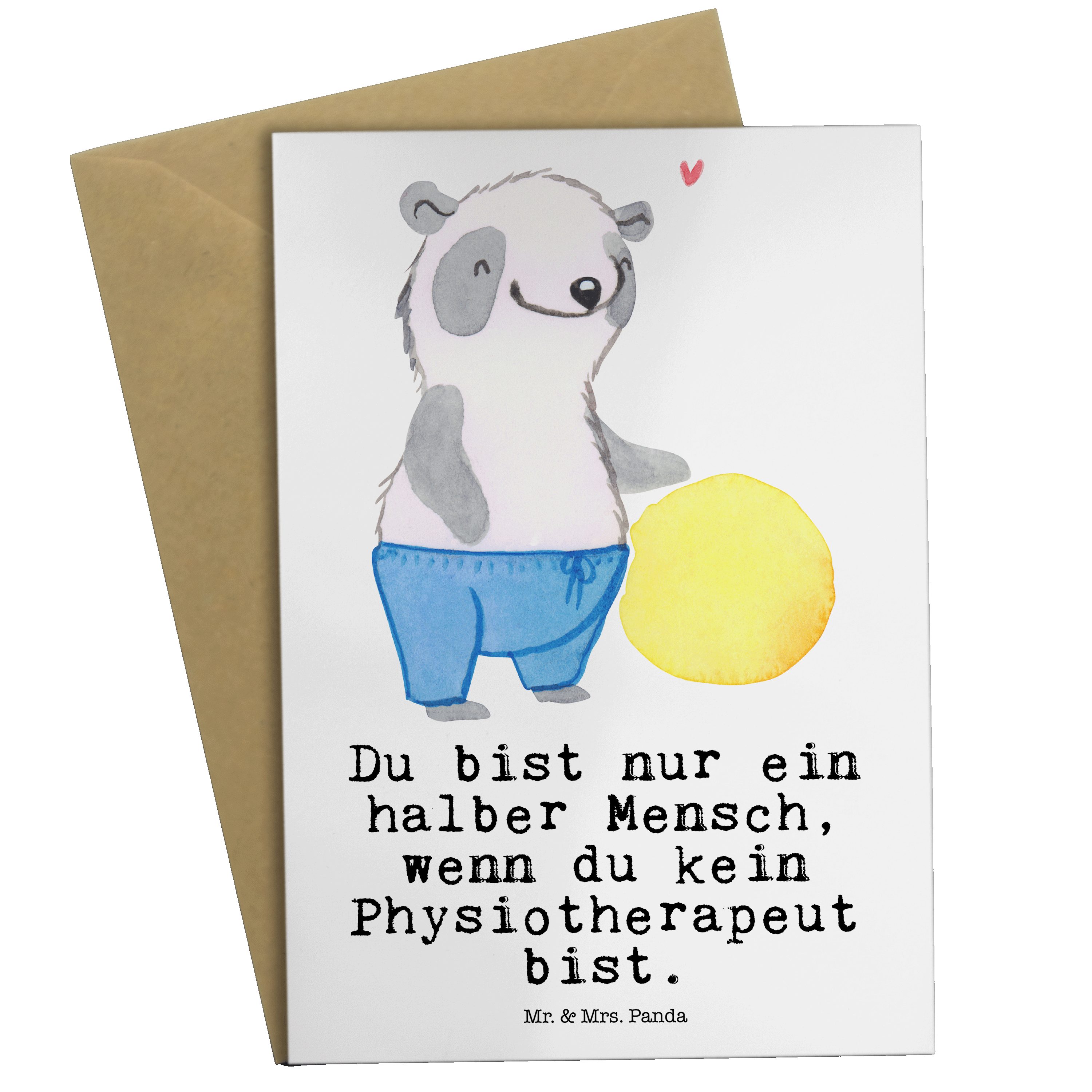 Weiß Geburtstagskarte, Grußkarte Klappka & Physiotherapeut Mr. mit - - Geschenk, Herz Panda Mrs.