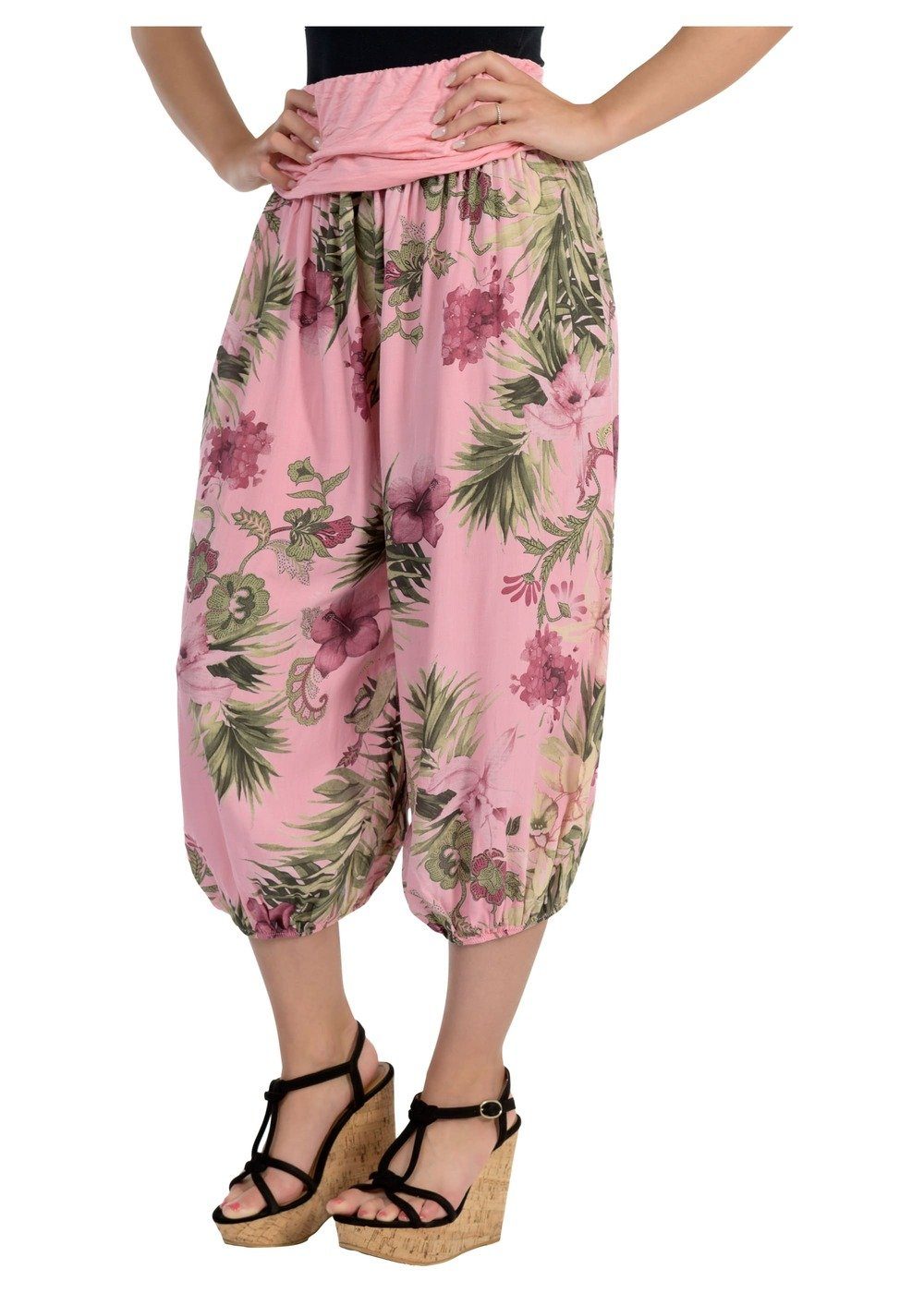 malito more than fashion Haremshose 8938 Aladinhose mit floralem Muster Einheitsgröße rosa