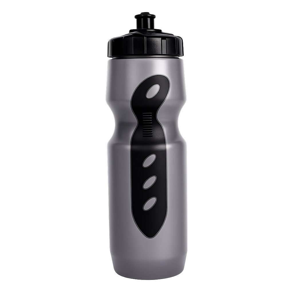 Dresco Trinkflasche Fahrradflasche aus leichtem Kunststoff Silber, mit Anti-Rutsch Griffzone, Inhalt 700 ml