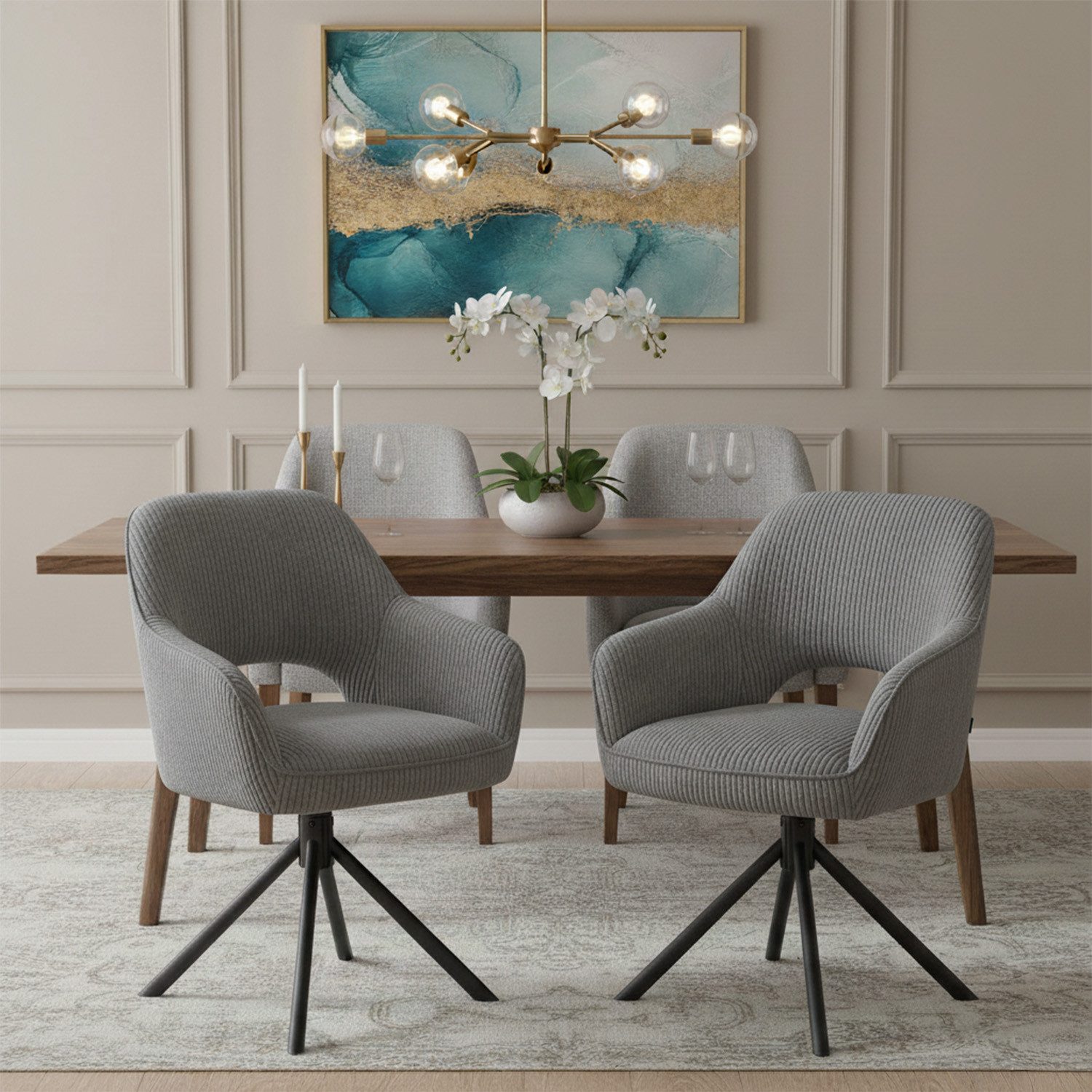 DUBI Möbel Polsterstuhl Mika-Ben 2er-Set, Federkern, pulverbeschichtet, 360 günstig online kaufen