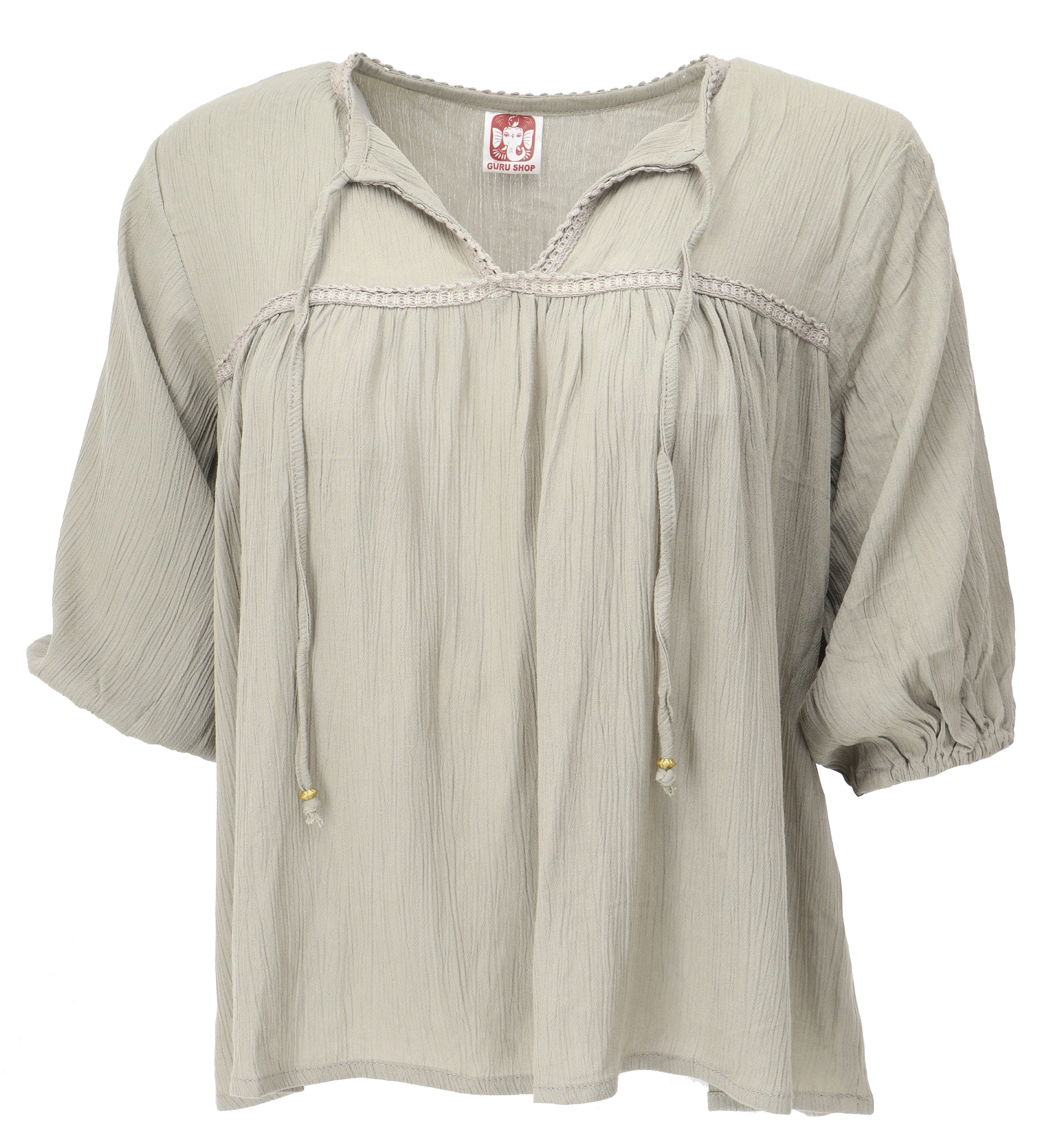Guru-Shop Longbluse Luftige Boho Bluse, Maxibluse günstig online kaufen