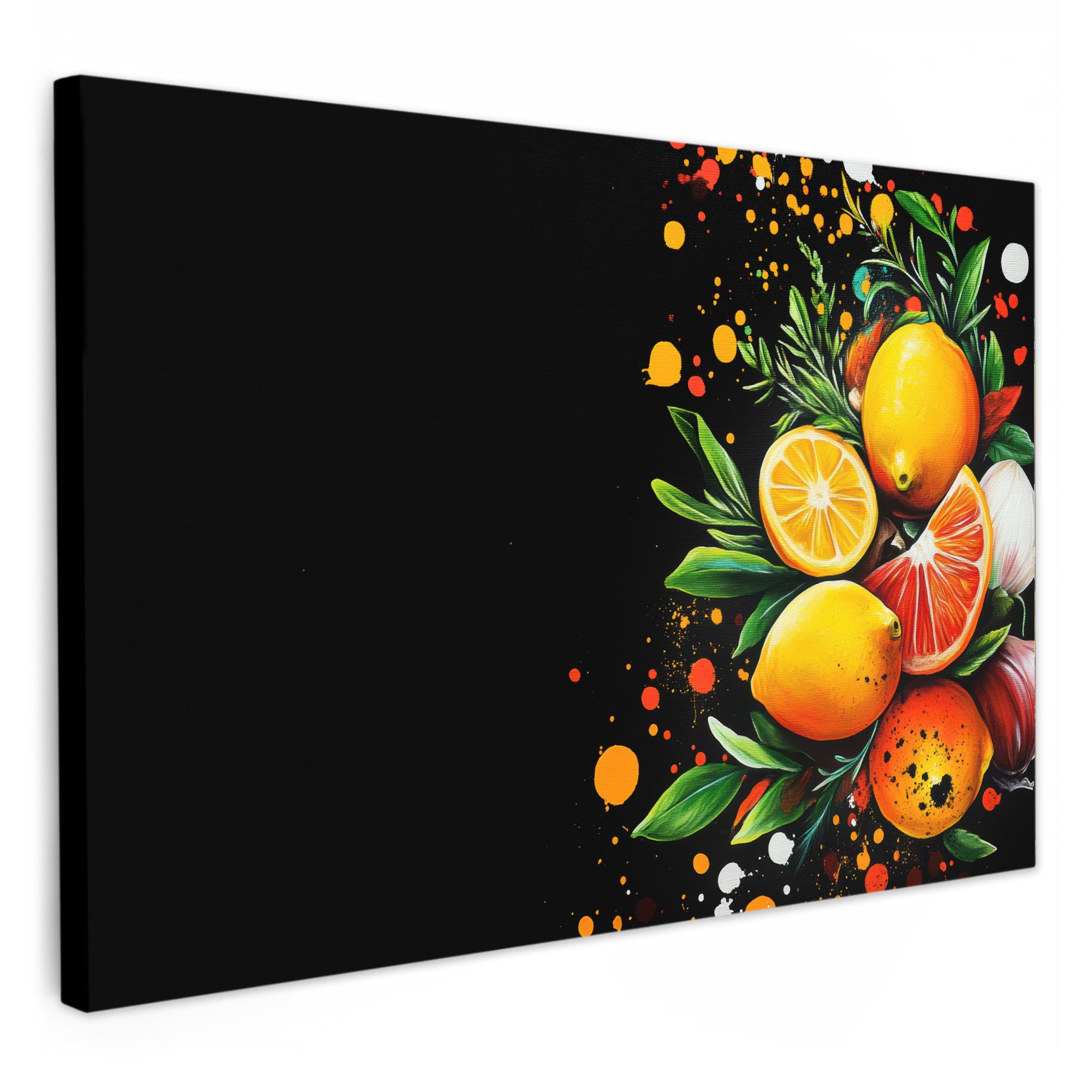 OneMillionCanvasses® Leinwandbild Zitronen - Schwarz - günstig online kaufen