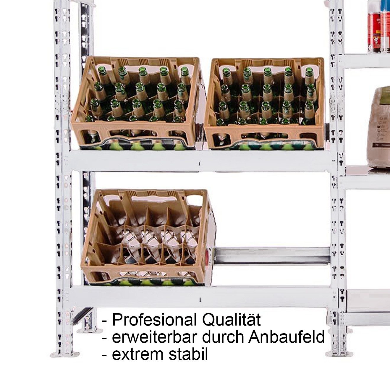 Szagato Regal Getränkekisten-Regal für 4 Kisten + 3 Böden 180x90x30 cm weis günstig online kaufen