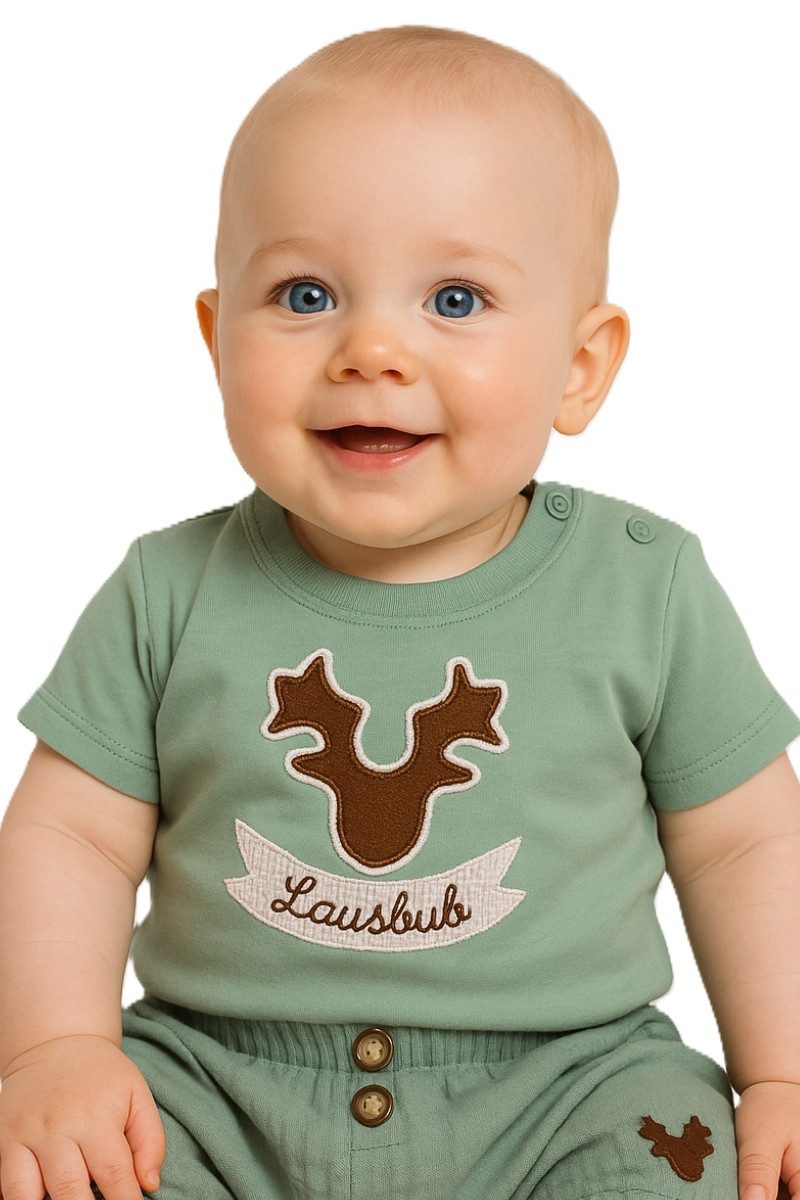 P.Eisenherz Trachtenkleid Trachtenshirt Baby/Kind - GEWEIH - hellblau, salbei