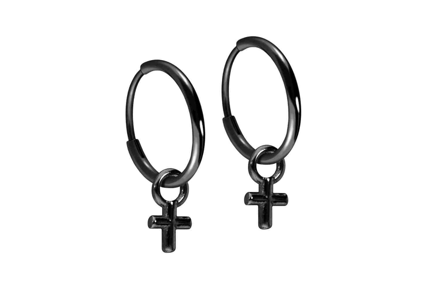 PIERCINGLINE Paar Creolen Titan Ohrclicker Creolen KREUZ (Creolen, 1-tlg)