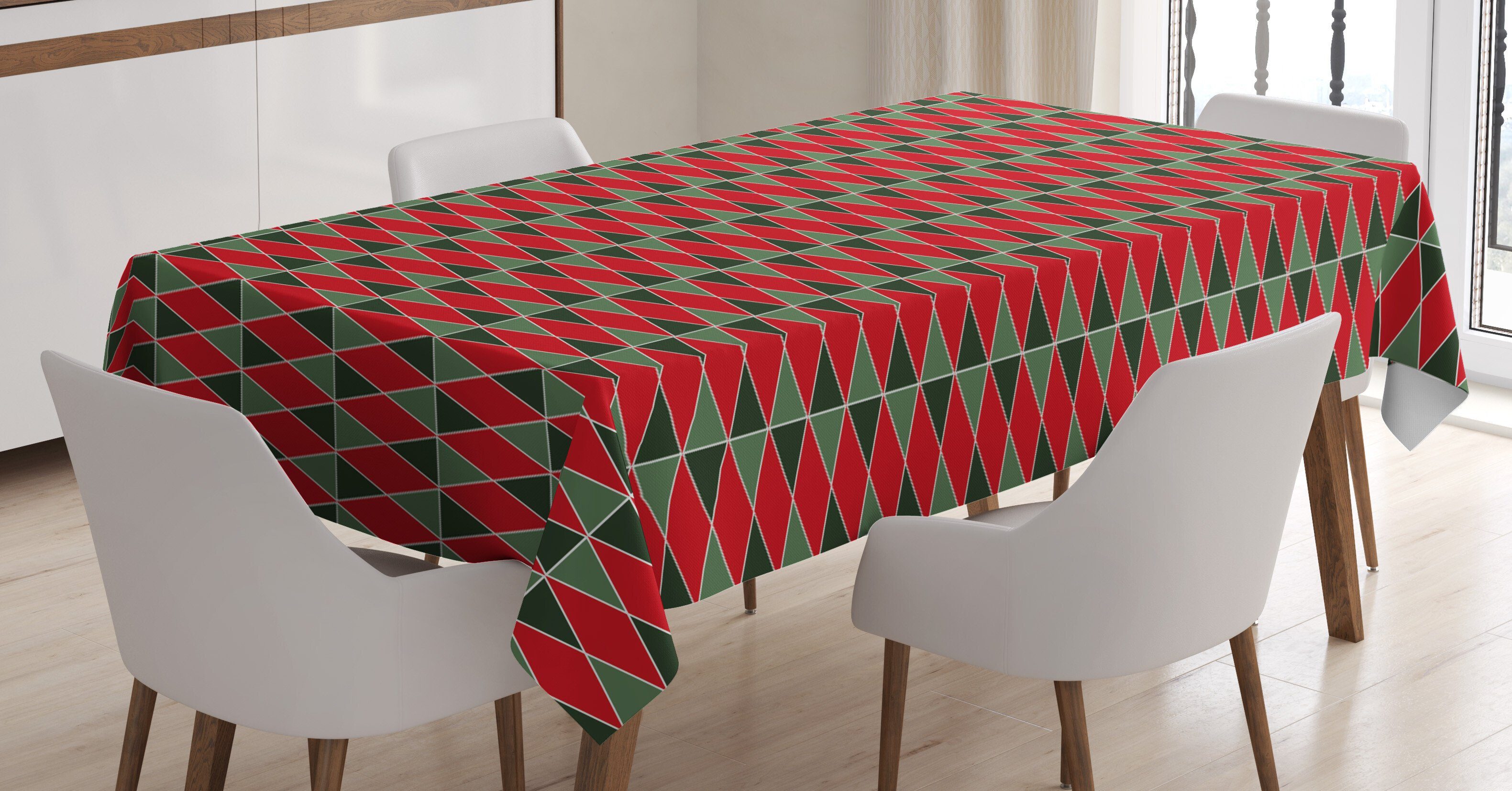 Abakuhaus Tischdecke Farbfest Waschbar Für den Außen Bereich geeignet Klare Farben, Geometrisch Weihnachten Shapes