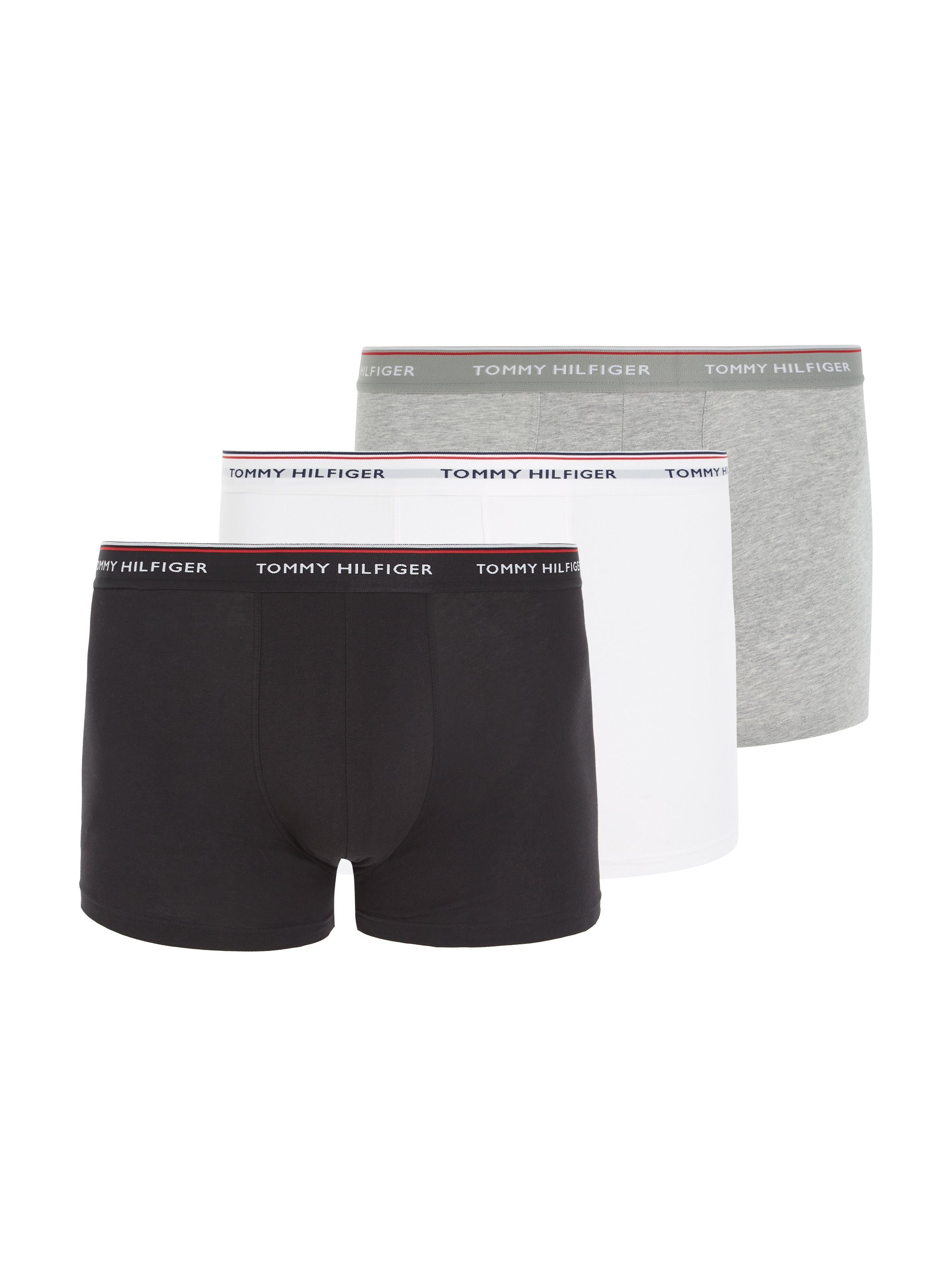 Tommy Hilfiger Underwear Trunk BT TRUNK 3 PACK (Packung, 3-St., 3er-Pack) mit Tommy Hilfiger Logo-Elastiktape Black/Grey Heather/White