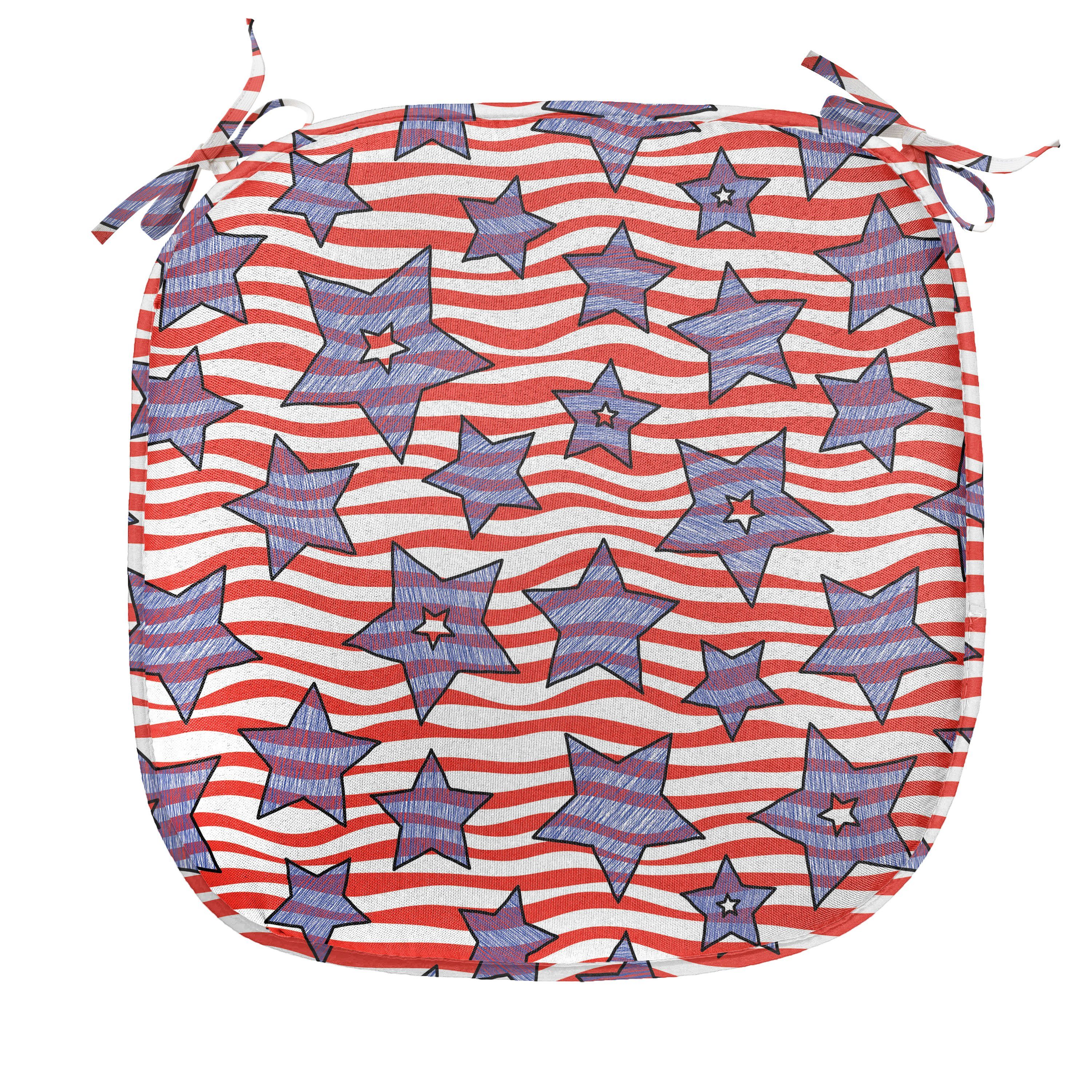 Abakuhaus Stuhlkissen Dekoratives wasserfestes Kissen mit Riemen für Küchensitze, 4. Juli Flagge von Amerika