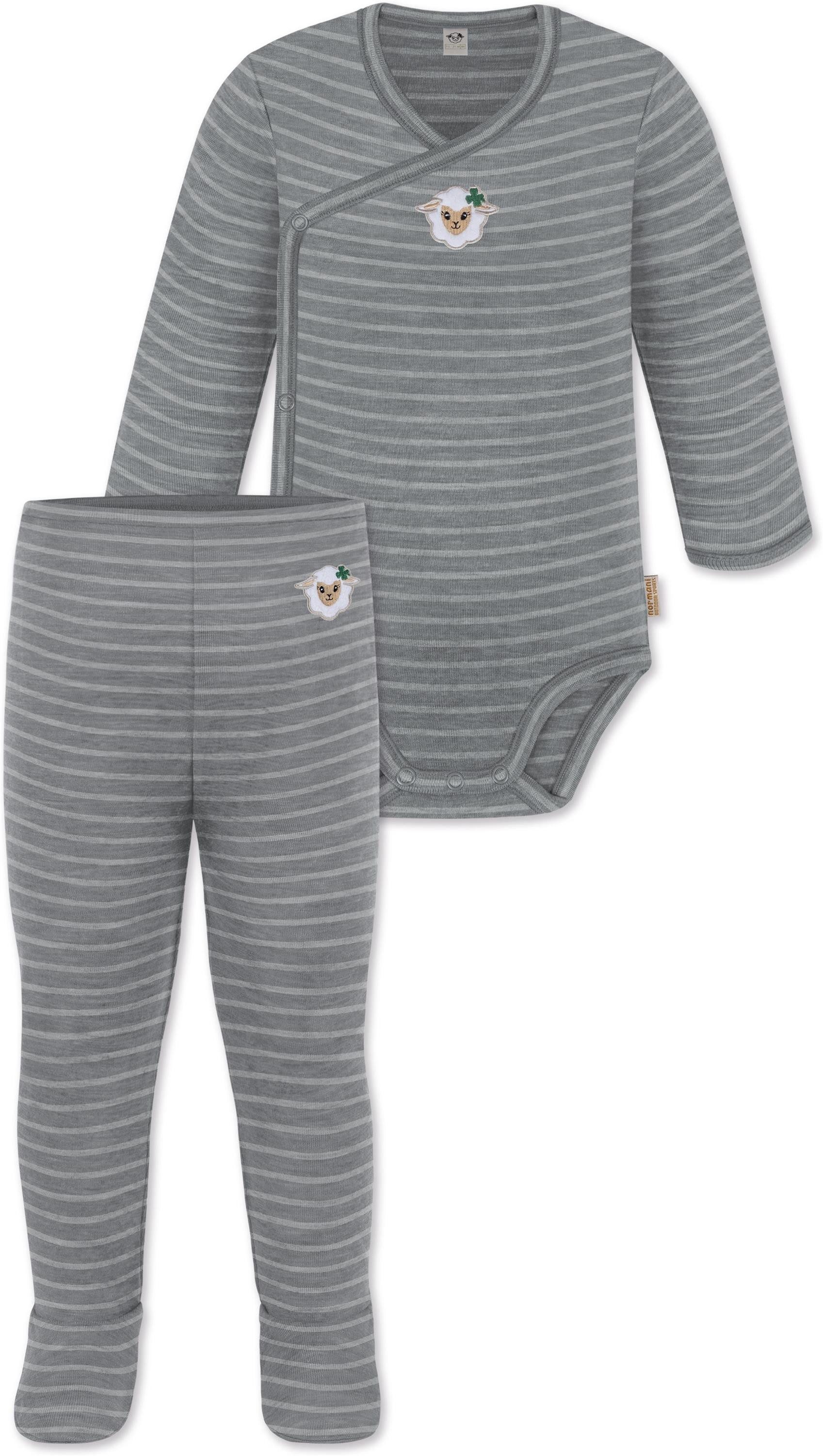 Langarmwickelbody Baby Merino Langarm Wickelbody und Merino Hose