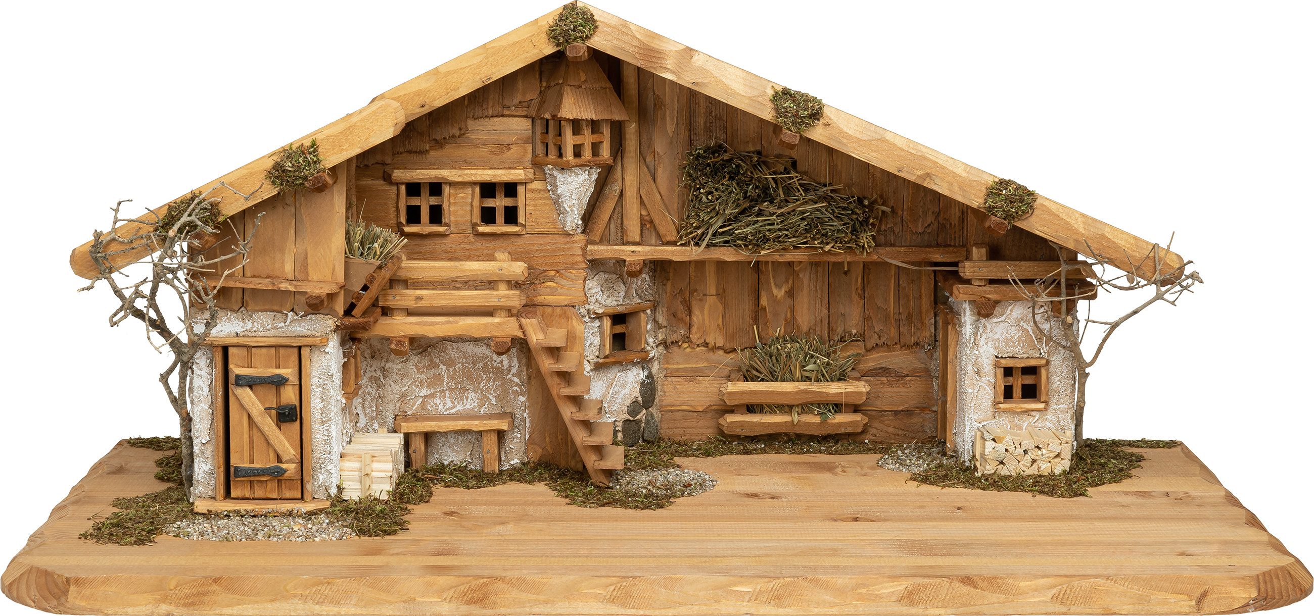 SIKORA Krippenfigur Krippenstall "Meran" Premium Weihnachtskrippe Holz Krippe - 2 Größen