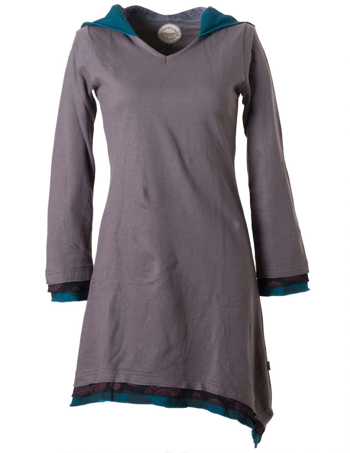 Midikleid Asymmetrisches Lagenlook Kleid mit Zipfelkapuze