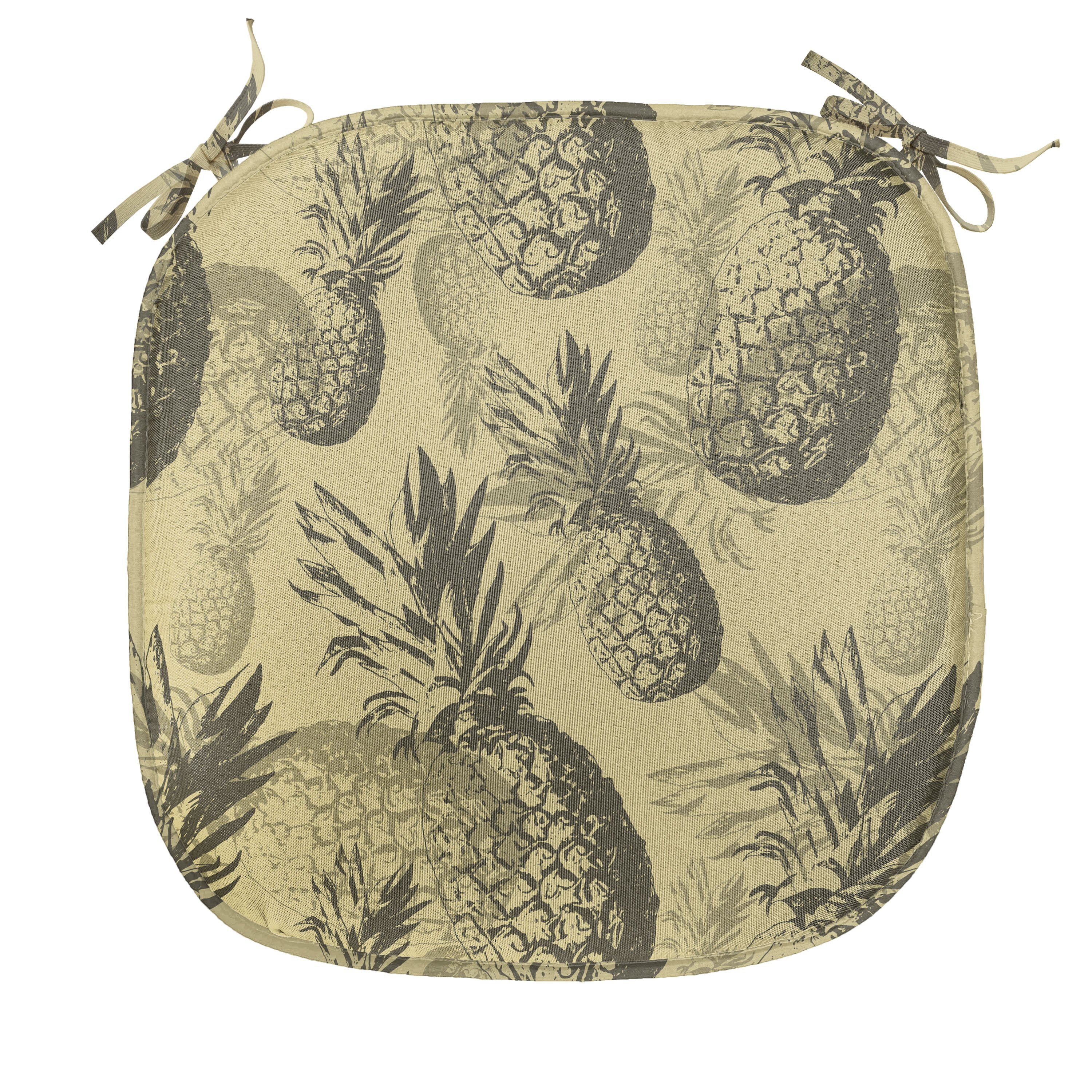 wasserfestes Kissen Stuhlkissen Tropic Abakuhaus Küchensitze, mit Grunge Muster Riemen Ananas Dekoratives für