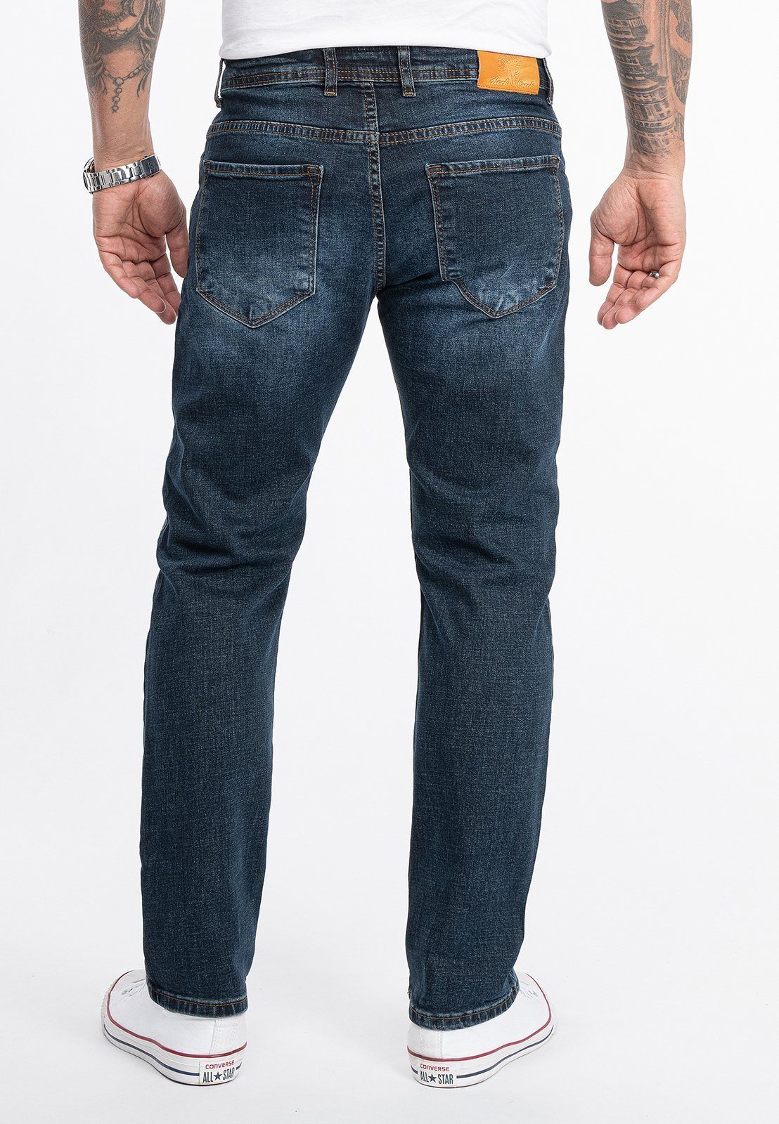 Rock Creek Straight-Jeans Blau RC-2279 Stonewashed Jeans Herren