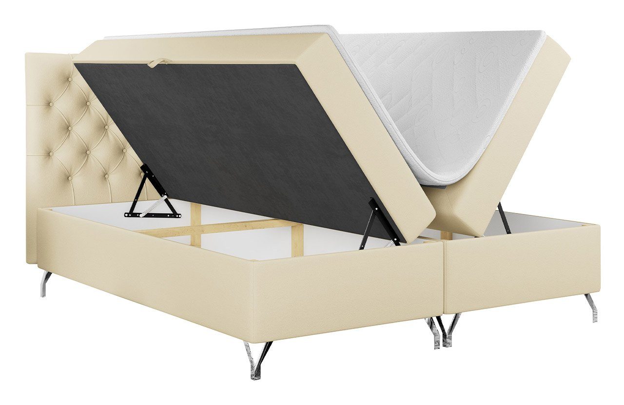 MKS MÖBEL Boxspringbett GRIMALDI, Doppelbett mit Multipocket-Matratze für Schlafzimmer