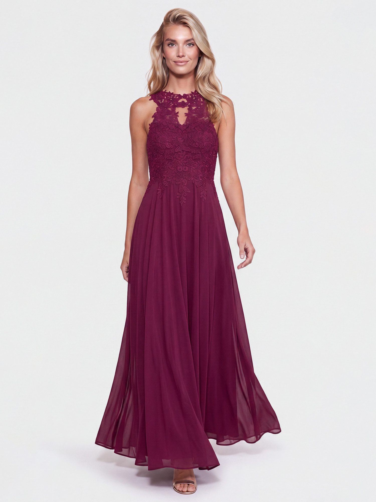 Apart Abendkleid mit floraler Spitze und Chiffon