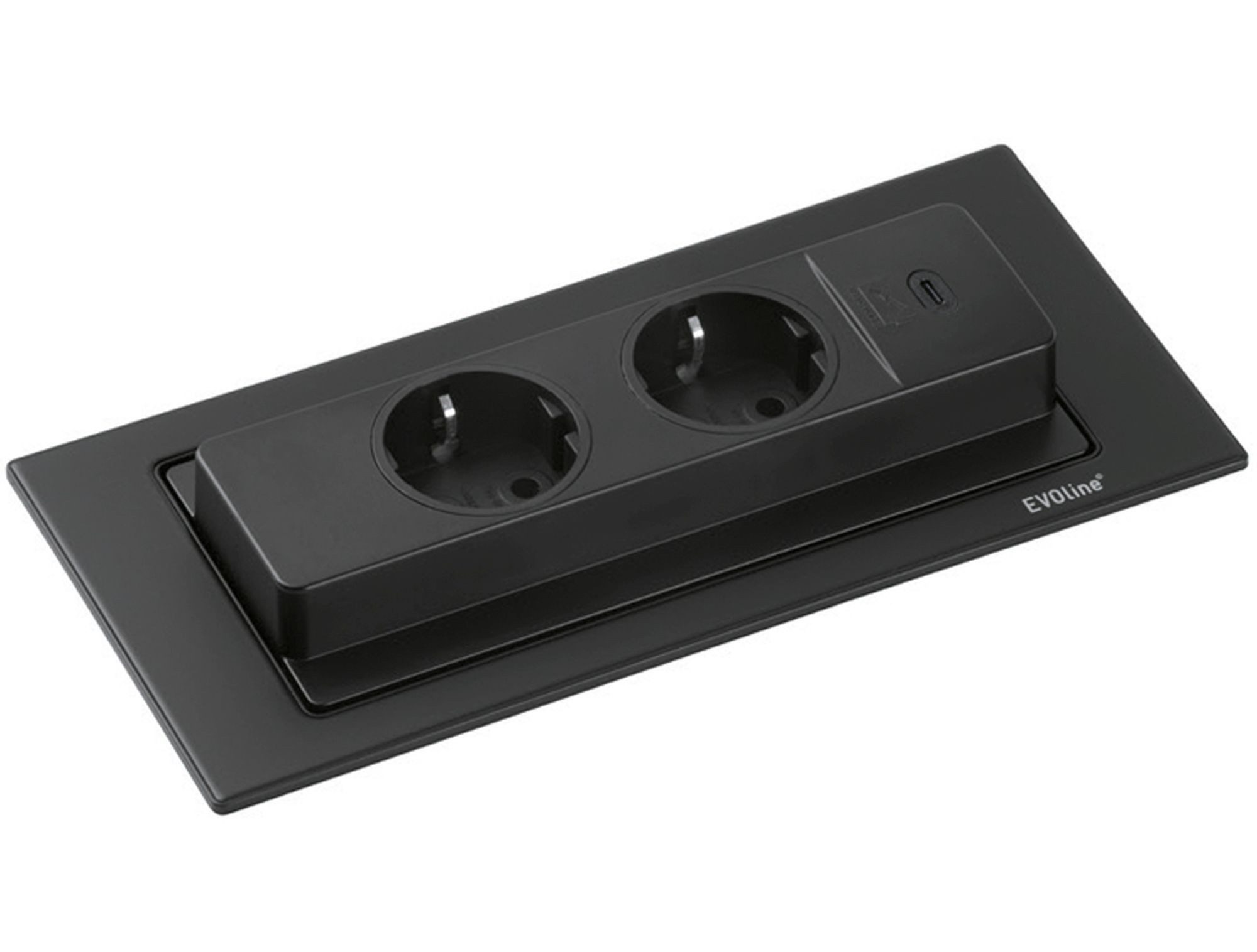 Evoline Einbausteckdose Küche EVOline BackFlip Küchensteckdos USB C versenkbar Einbau-Tischsteckdose 3-fach (USB-Anschluss, Schutzkontaktstecker)