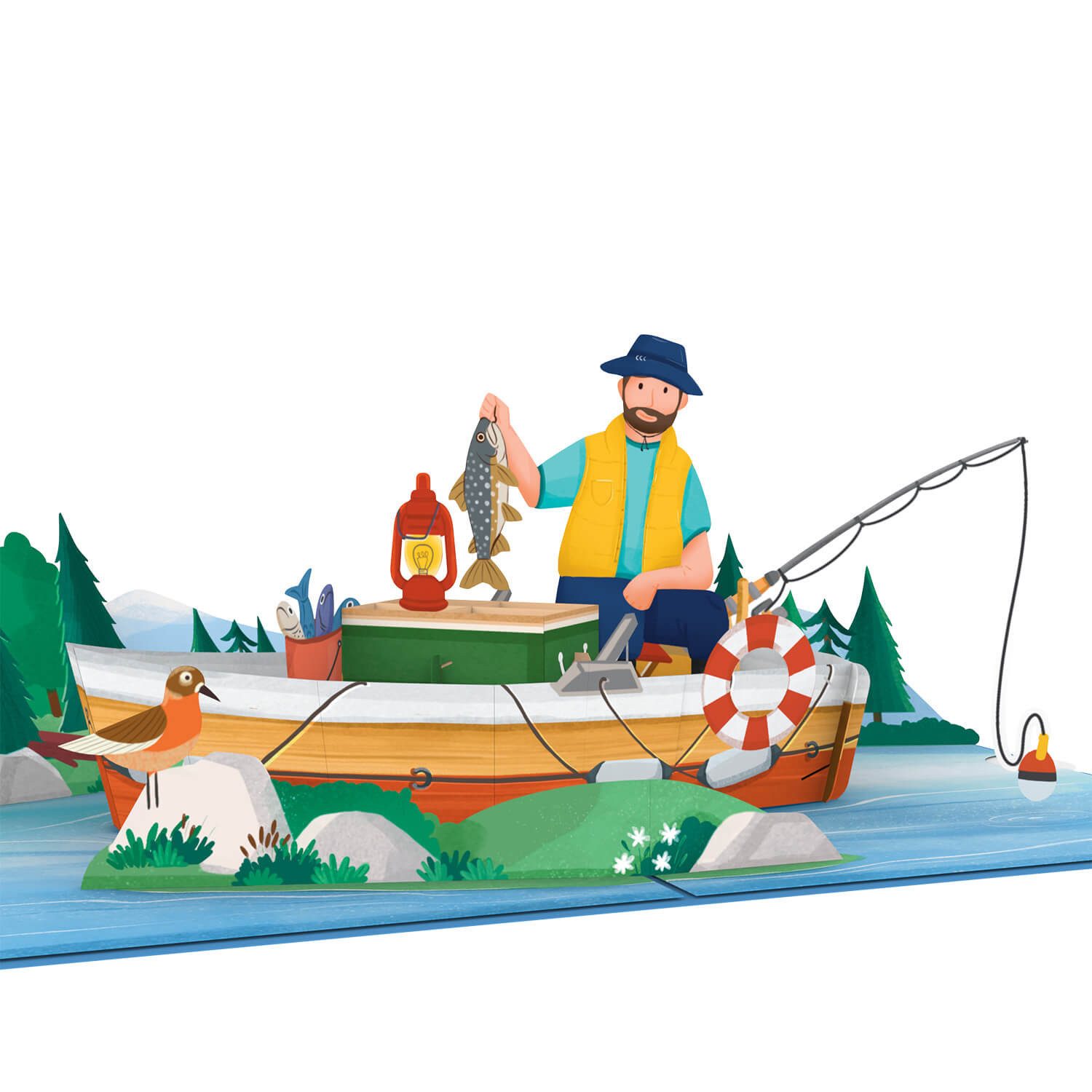 papercrush Geburtstagskarte Angler Pop-Up Karte