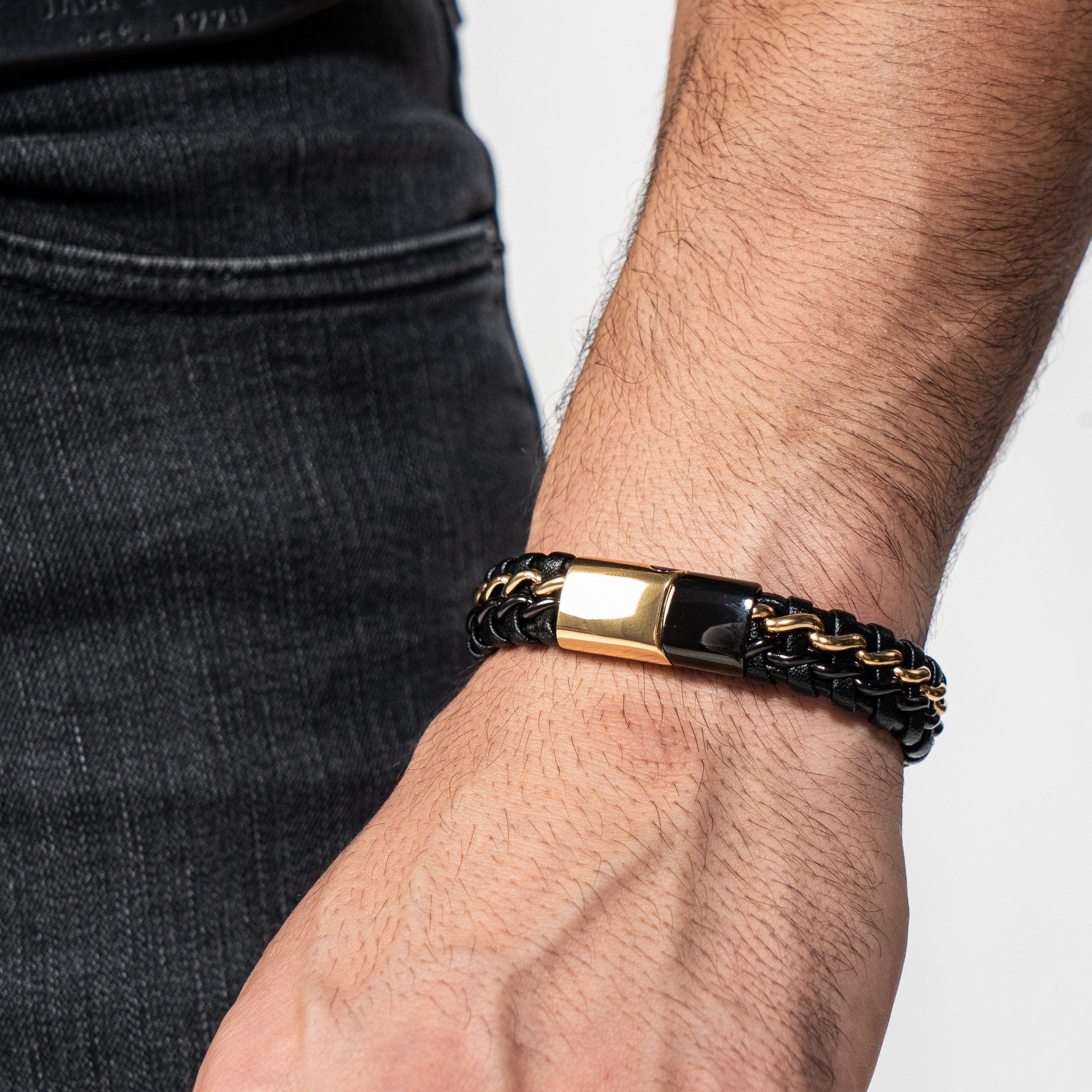 5. Bild von SERASAR Lederarmband Leder Herrenarmband "Steel" (Klassisch, elegant, casual, 1-tlg), aus Echtleder, Länge durch extra Glied verstellbar