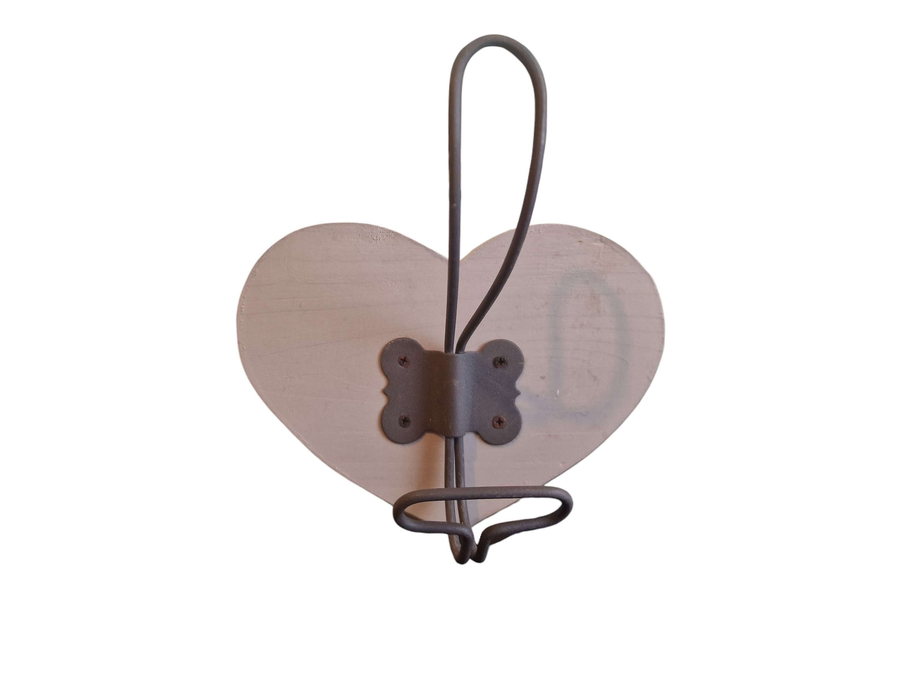 Gisela Graham Wandhaken Stilvoller Garderobenhaken in Herzdesign aus Holz mit zwei Metallhaken, (1 x Garderobe)