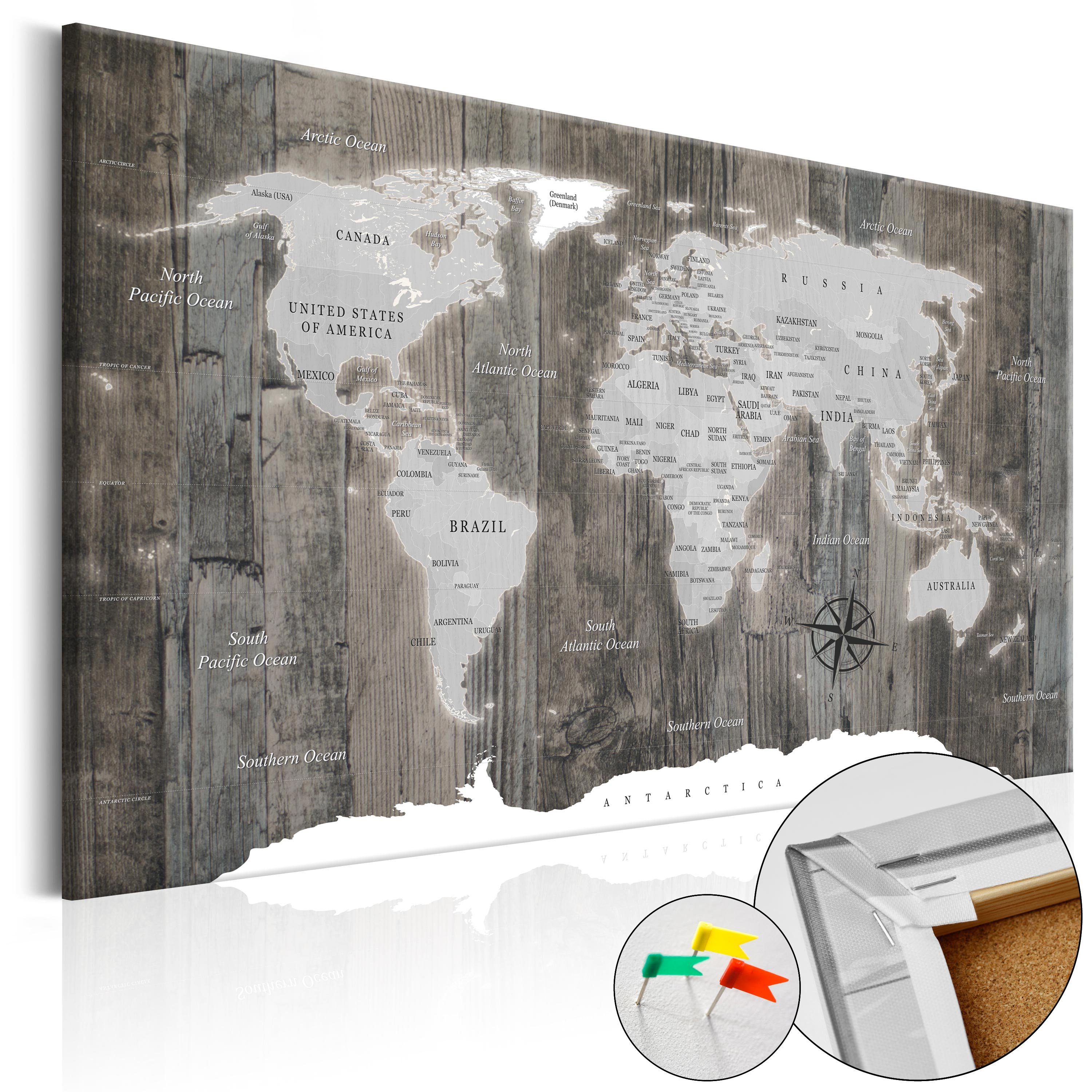 Artgeist Pinnwand World of Wood [Cork Map]