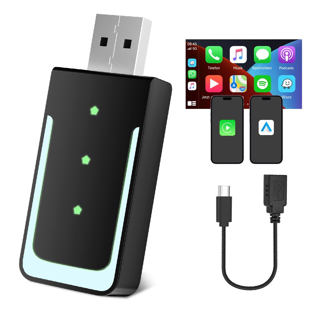 Apple Carplay Wireless Adapter & Wireless Android Auto Adapter 2-in-1 Adapter
