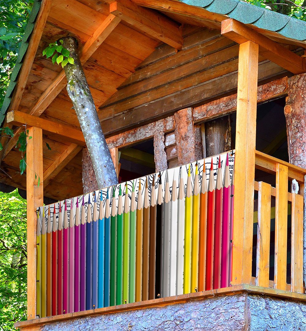 MyMaxxi Sichtschutzelement Balkonbanner Buntstifte Balkon Sichtschutz Garten, (B