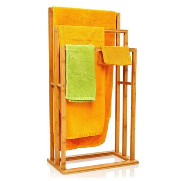 blumfeldt Handtuchhalter Handtuchhalter 3-fache Handtuchstange 42x80x24 cm Treppenoptik Bambus