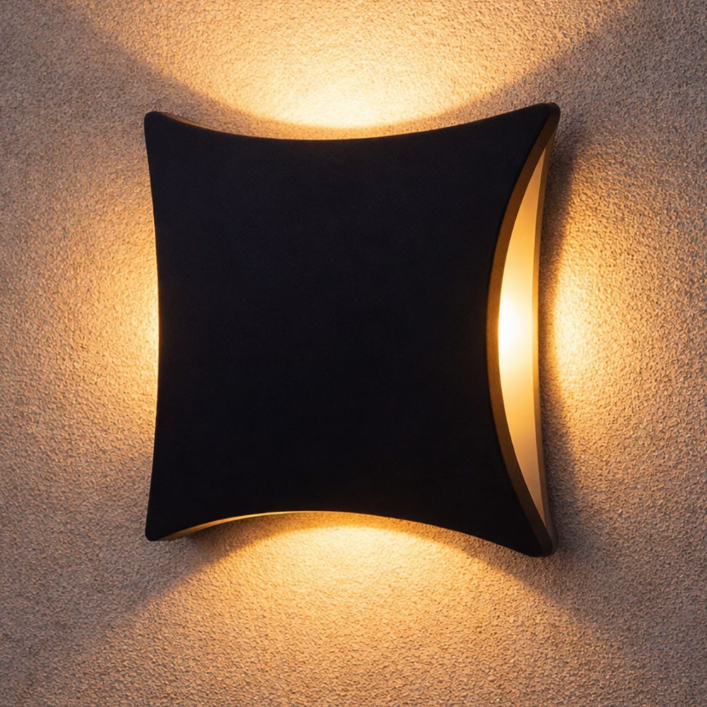 Harms Import LED Außen-Wandleuchte, LED-Leuchtmittel fest verbaut, Warmweiß, Design LED Wand Leuchte Beleuchtung Außen Lampe Effekt Akzent Strahler