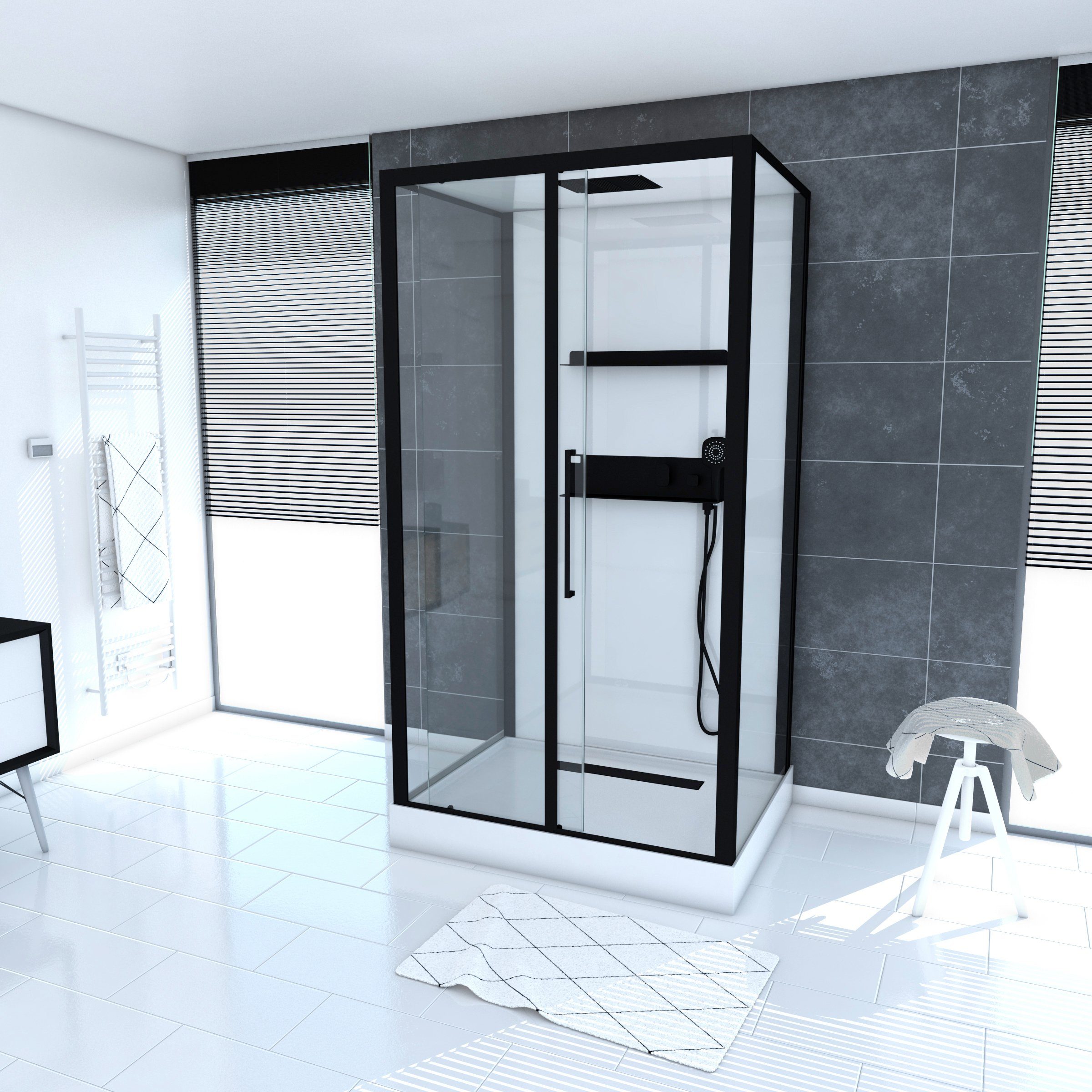 Marwell Komplettdusche White Isle, BxT: 115x90 cm, Einscheibensicherheitsglas, inkl. Armaturen