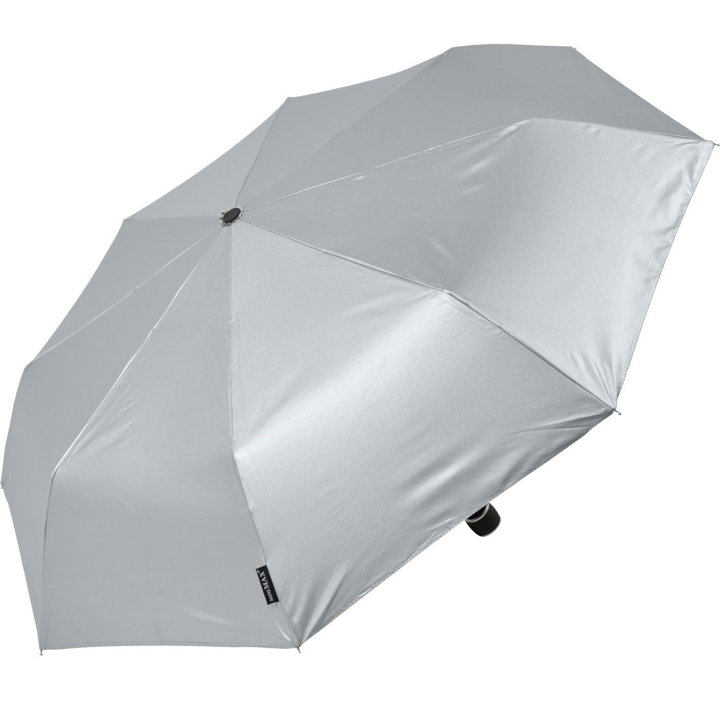 Impliva Taschenregenschirm miniMAX® leichter in Schirm Handöffner, silber passt kleiner Tasche jjede