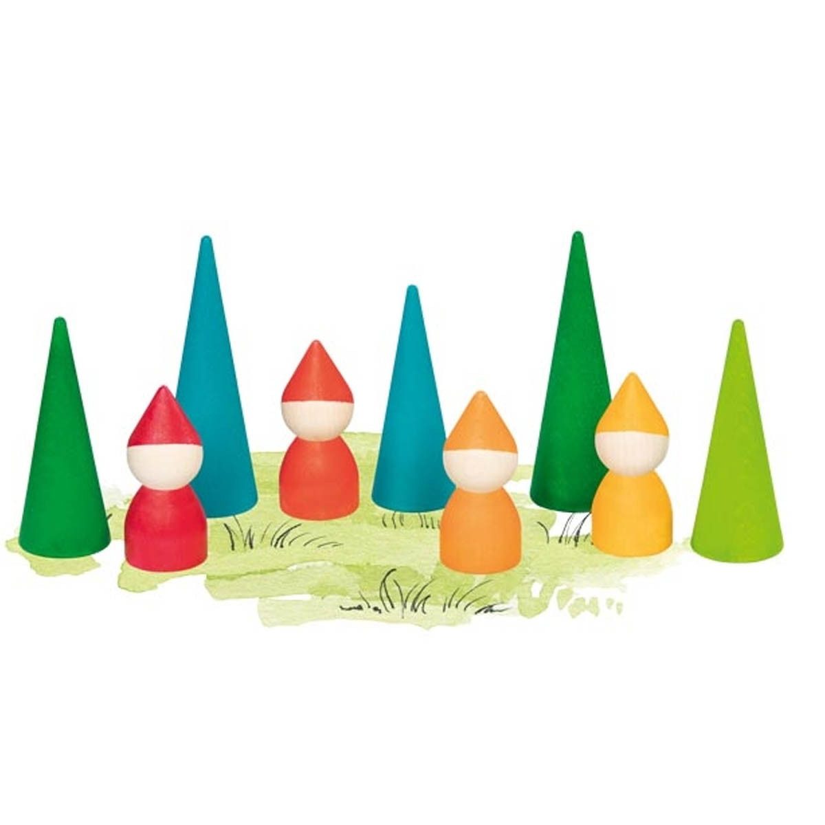 goki Stehpuppe Zwergenwald (packung, 12-tlg., spar set), Figuren werden aus Ahornholz gefertigt und sind Made in Europe