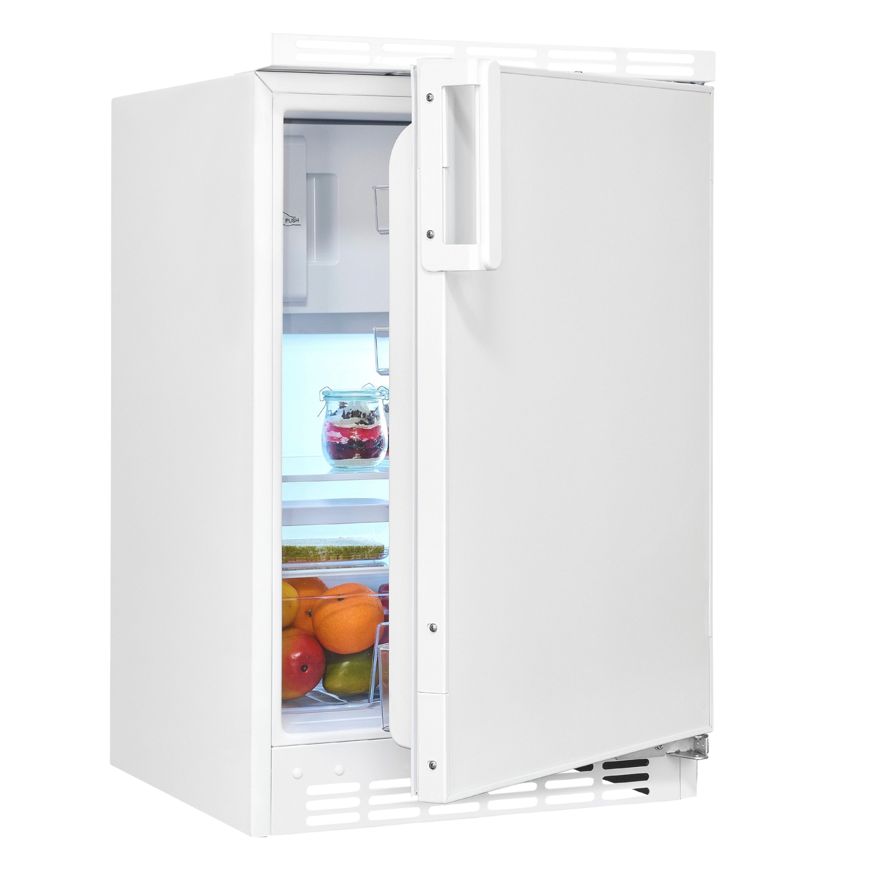 exquisit Einbaukühlschrank UKS115-3-081E, 81,5 cm hoch, 49,5 cm breit, Ideal zum Unterbauen in die Küchenzeile für kleine Küchen, Büroküchen