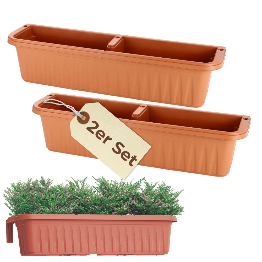 GarPet Balkonkasten 2er Set Blumenkasten Balkon 80 cm Balkonkasten mit Halterung