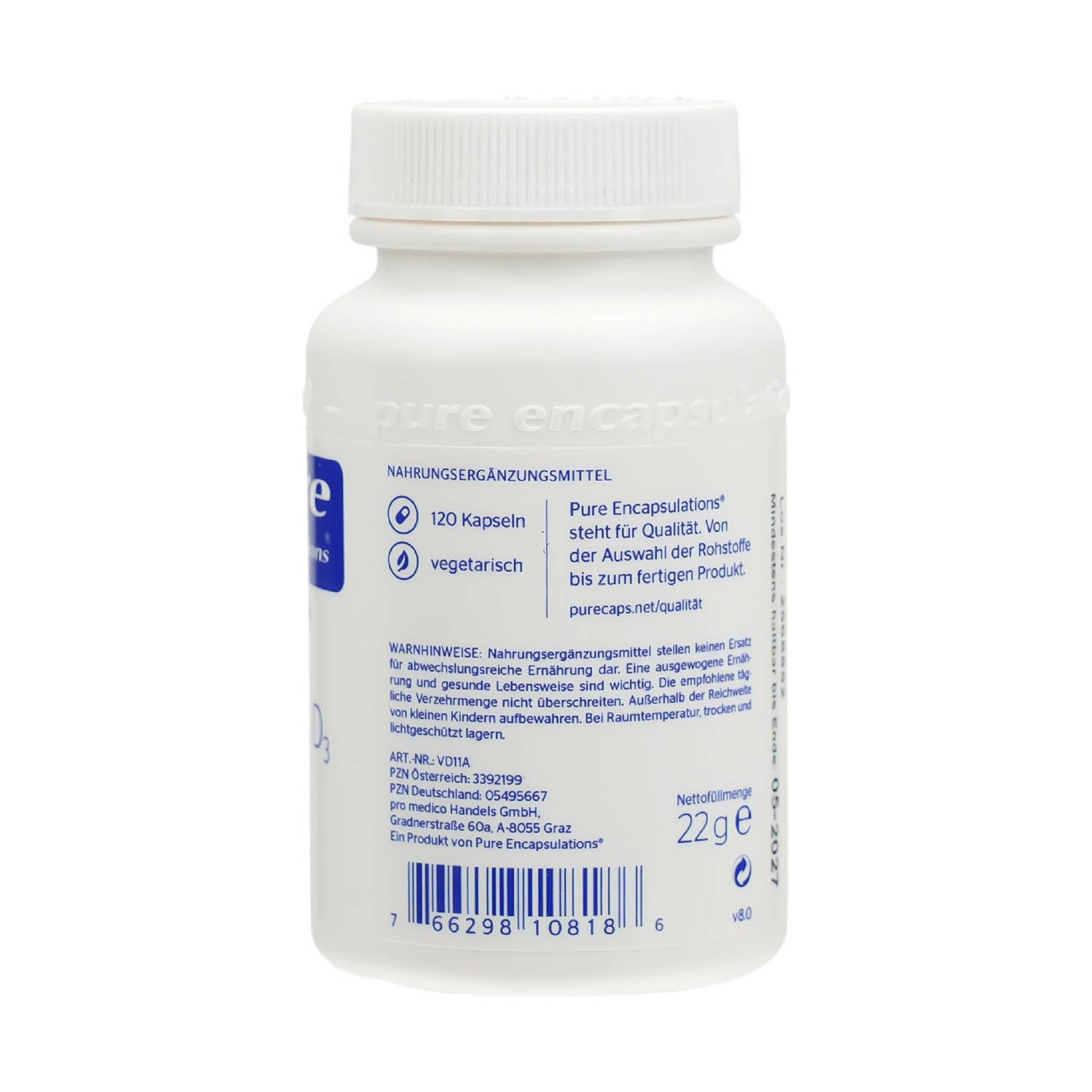 pro medico GmbH PURE ENCAPSULATIONS Vitamin D3 1000 I.E. Kapseln Kapsel