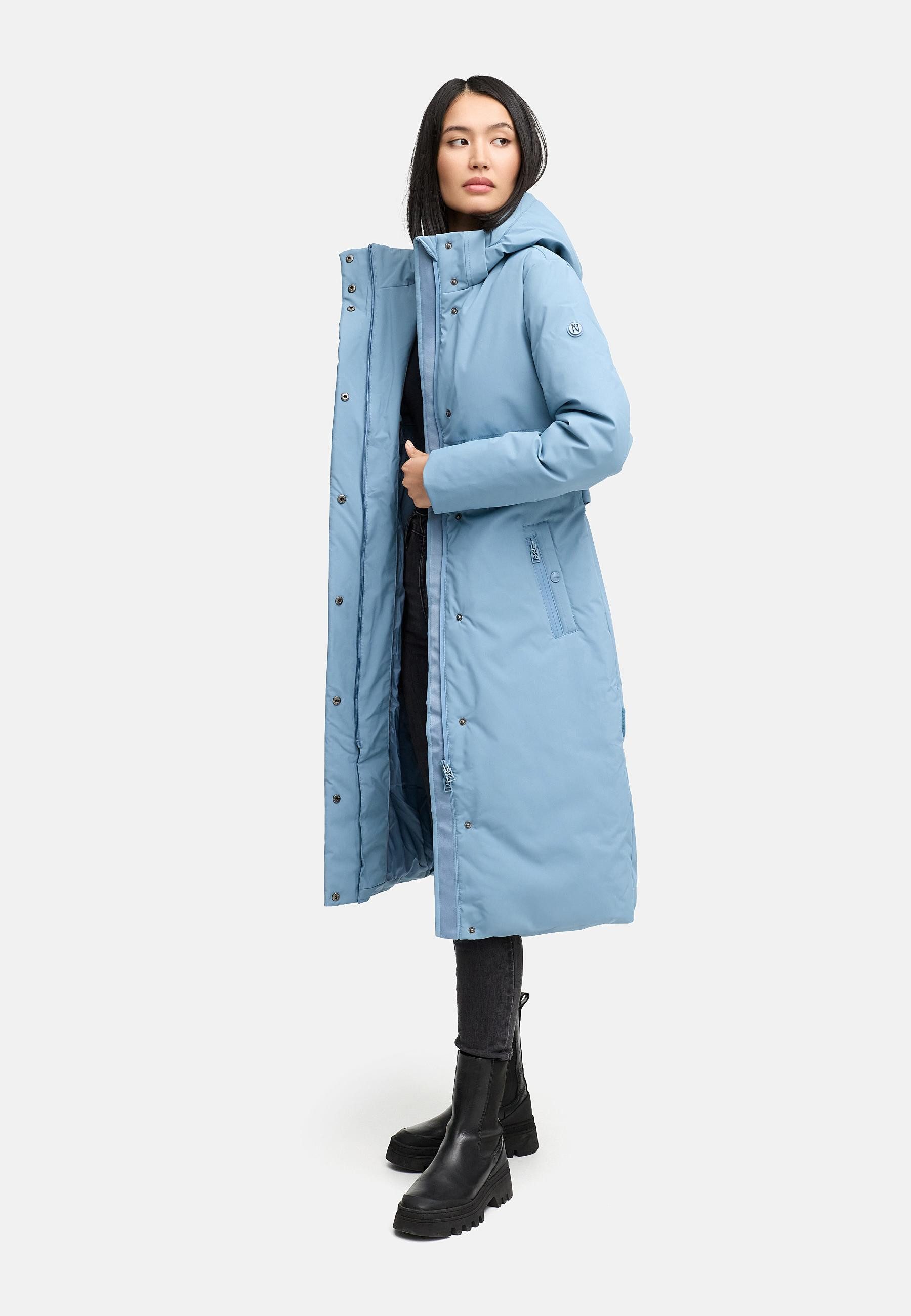 Navahoo Wintermantel Waldbummler 14 Wasserabweisender Winterparka mit Kapuze und Taillengürtel